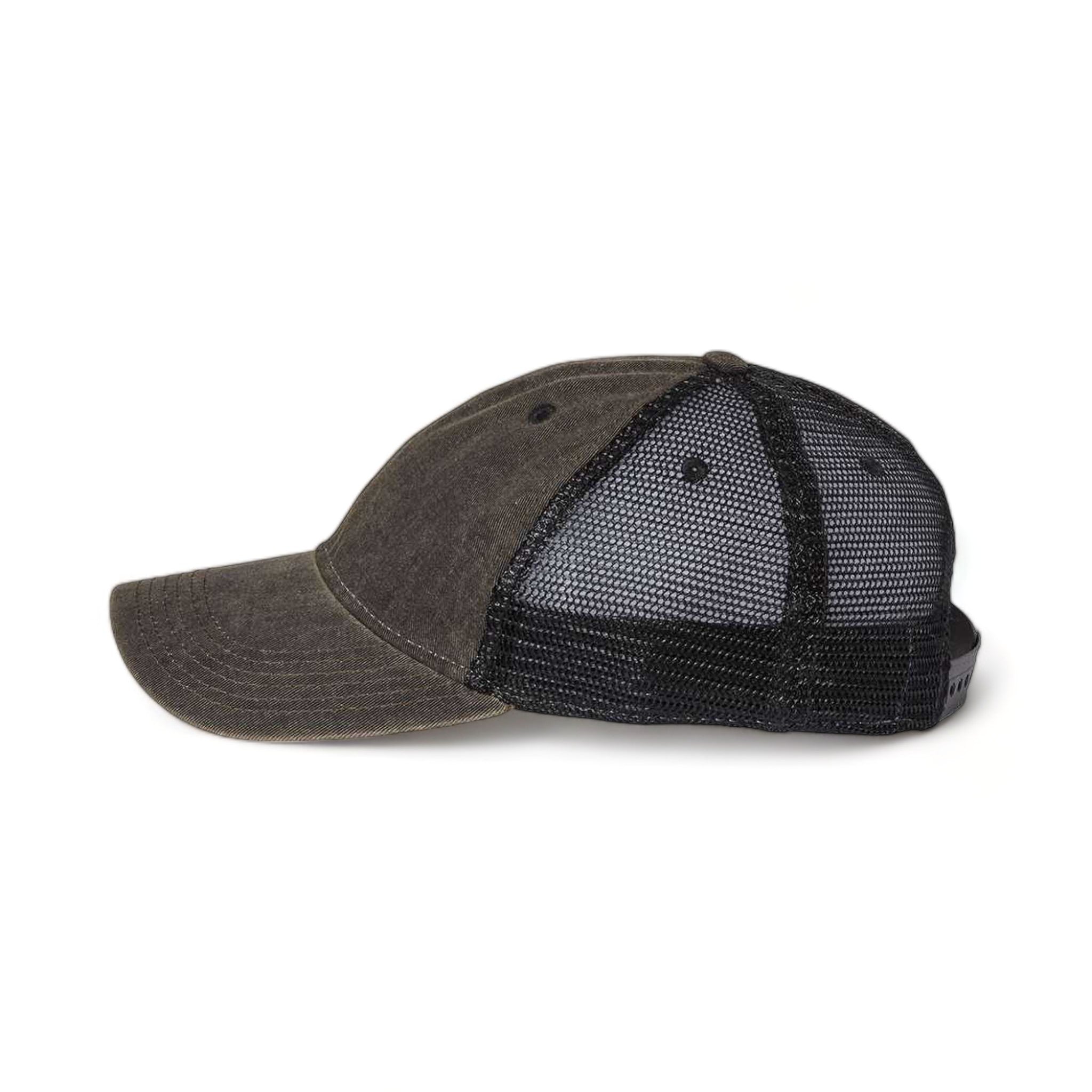 Side view of LEGACY OFA custom hat in black and black