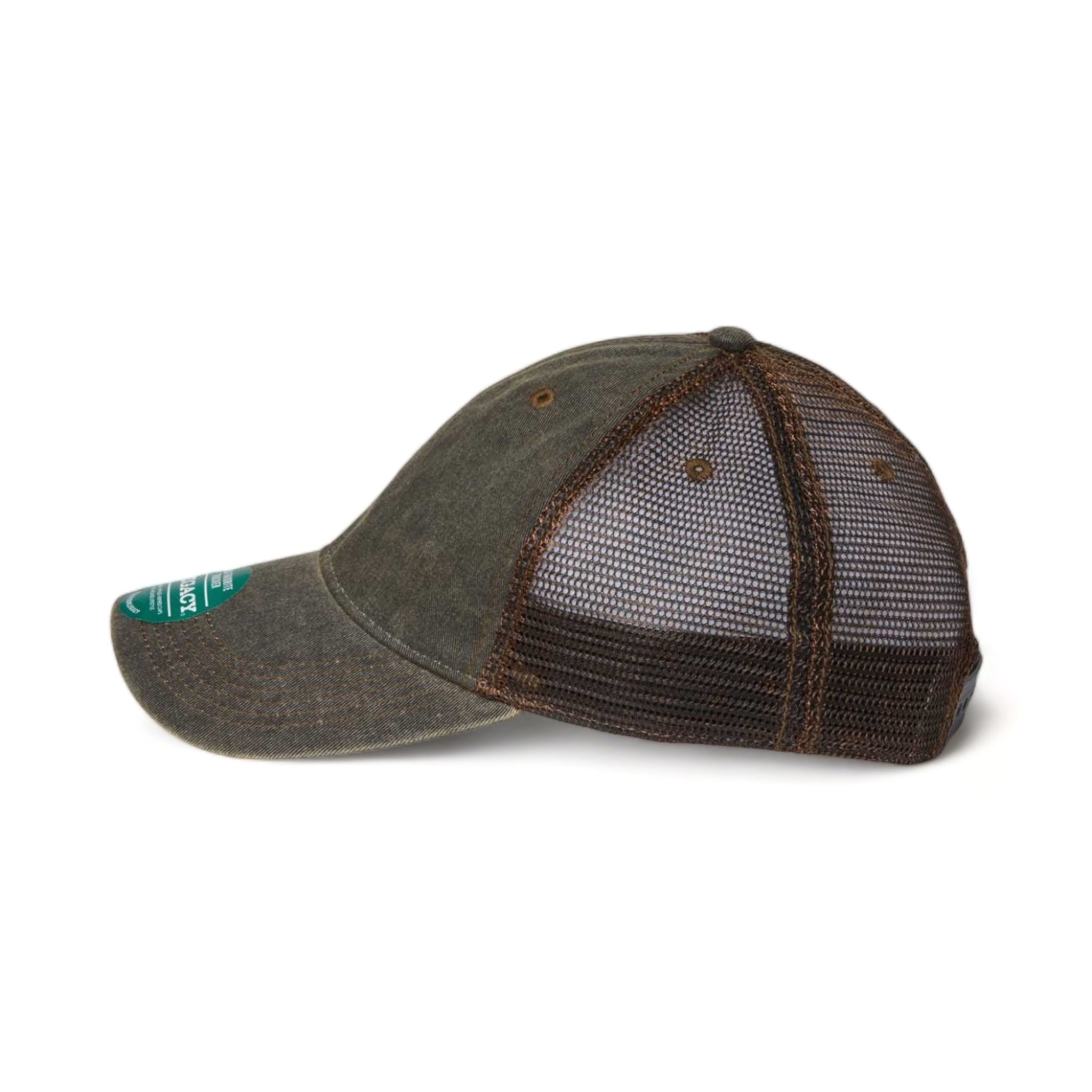 Side view of LEGACY OFA custom hat in black and brown