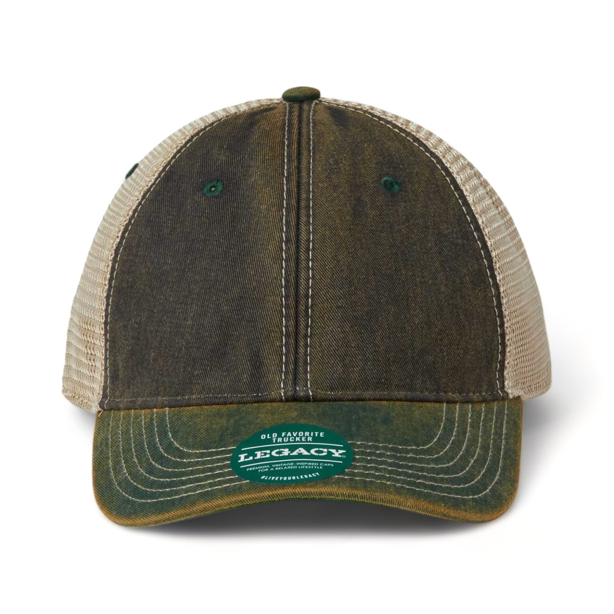 Front view of LEGACY OFA custom hat in black, green and khaki