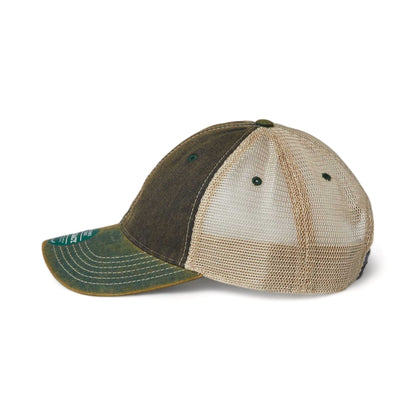 Side view of LEGACY OFA custom hat in black, green and khaki