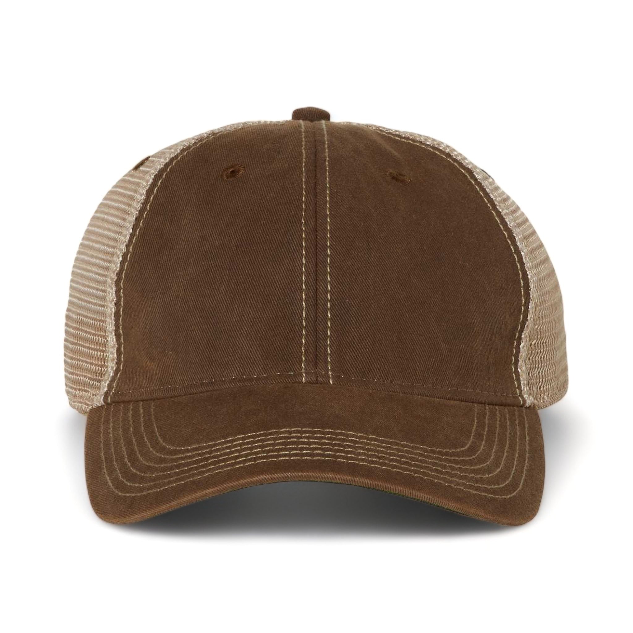 Front view of LEGACY OFA custom hat in brown and khaki