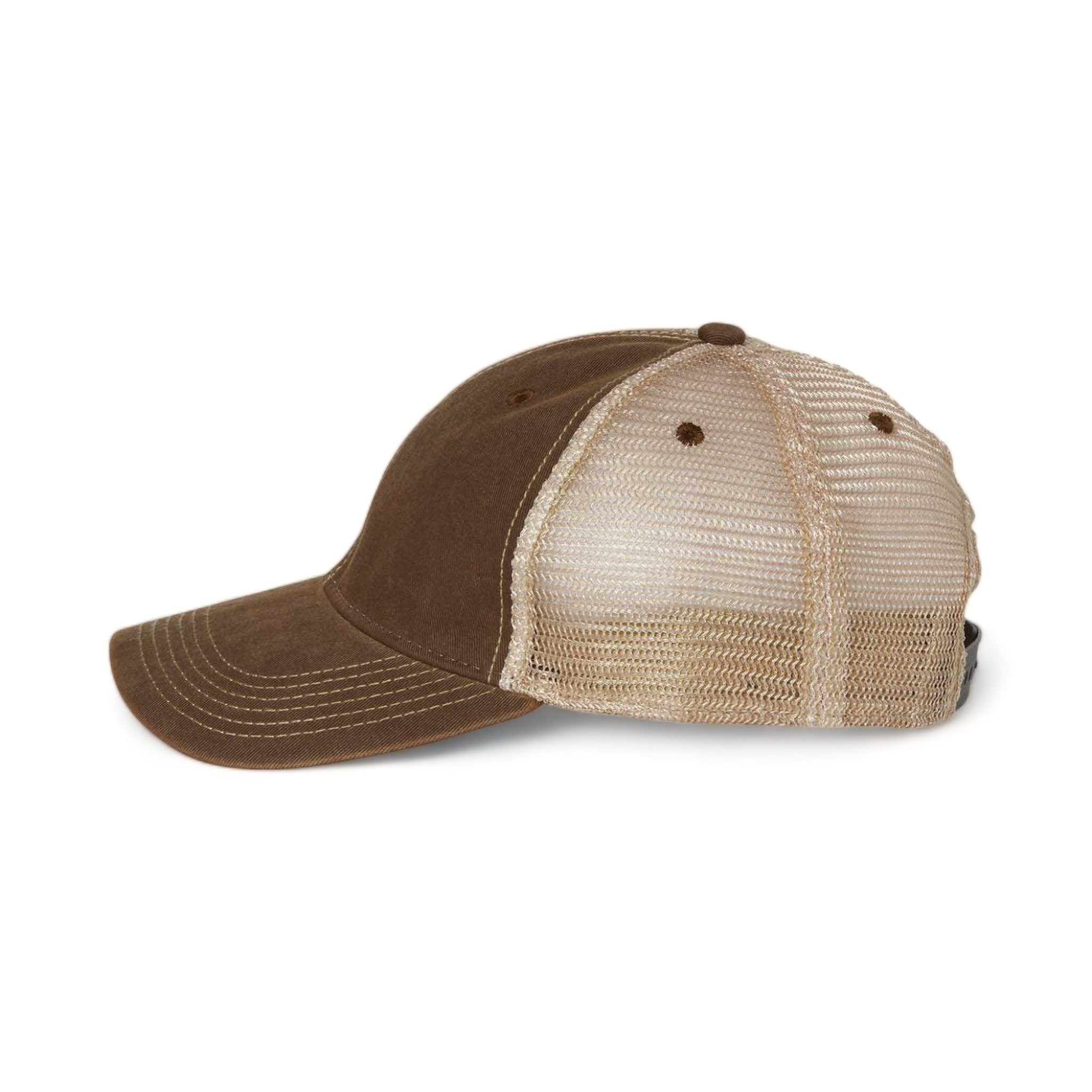Side view of LEGACY OFA custom hat in brown and khaki