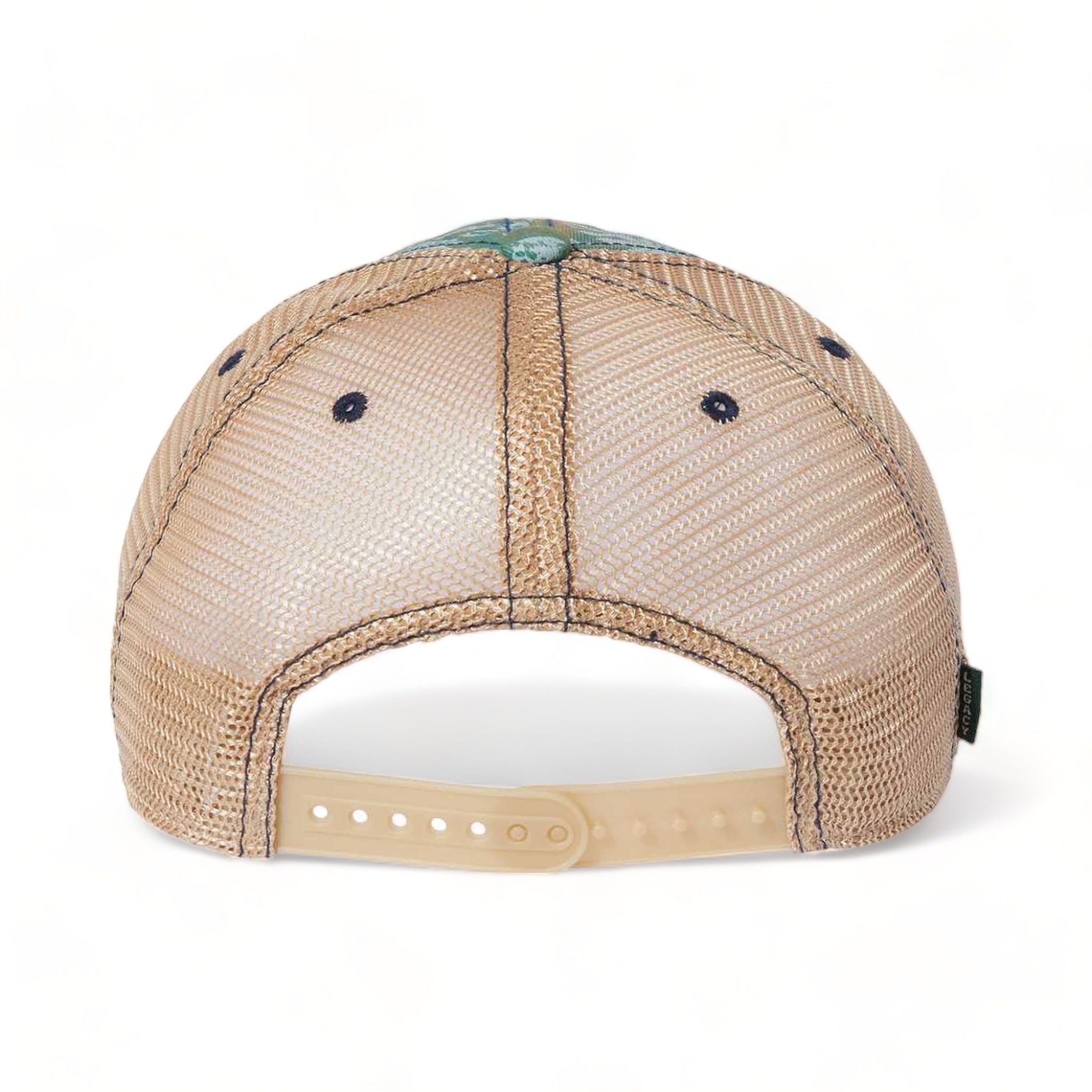 Back view of LEGACY OFA custom hat in green palm and khaki