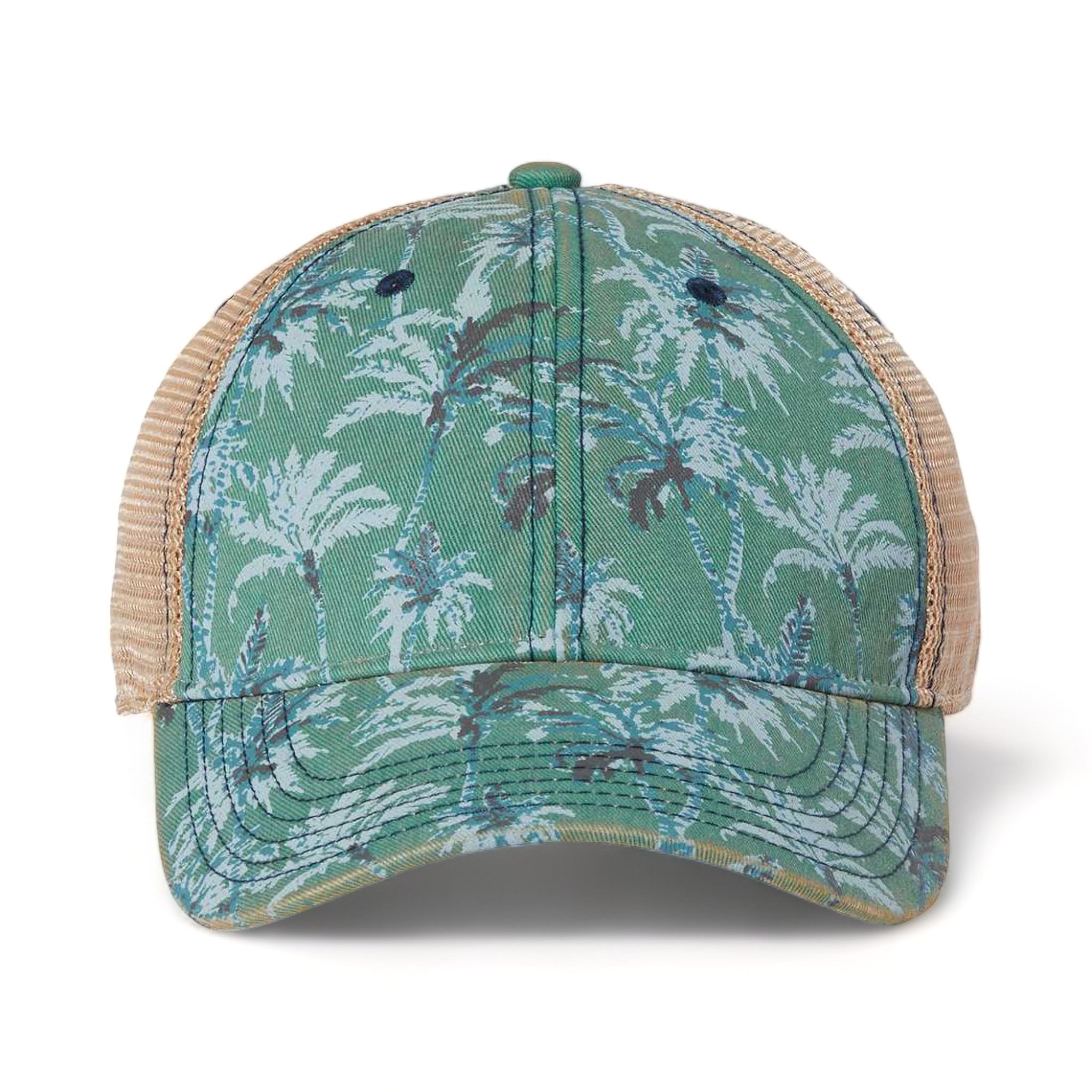 Front view of LEGACY OFA custom hat in green palm and khaki