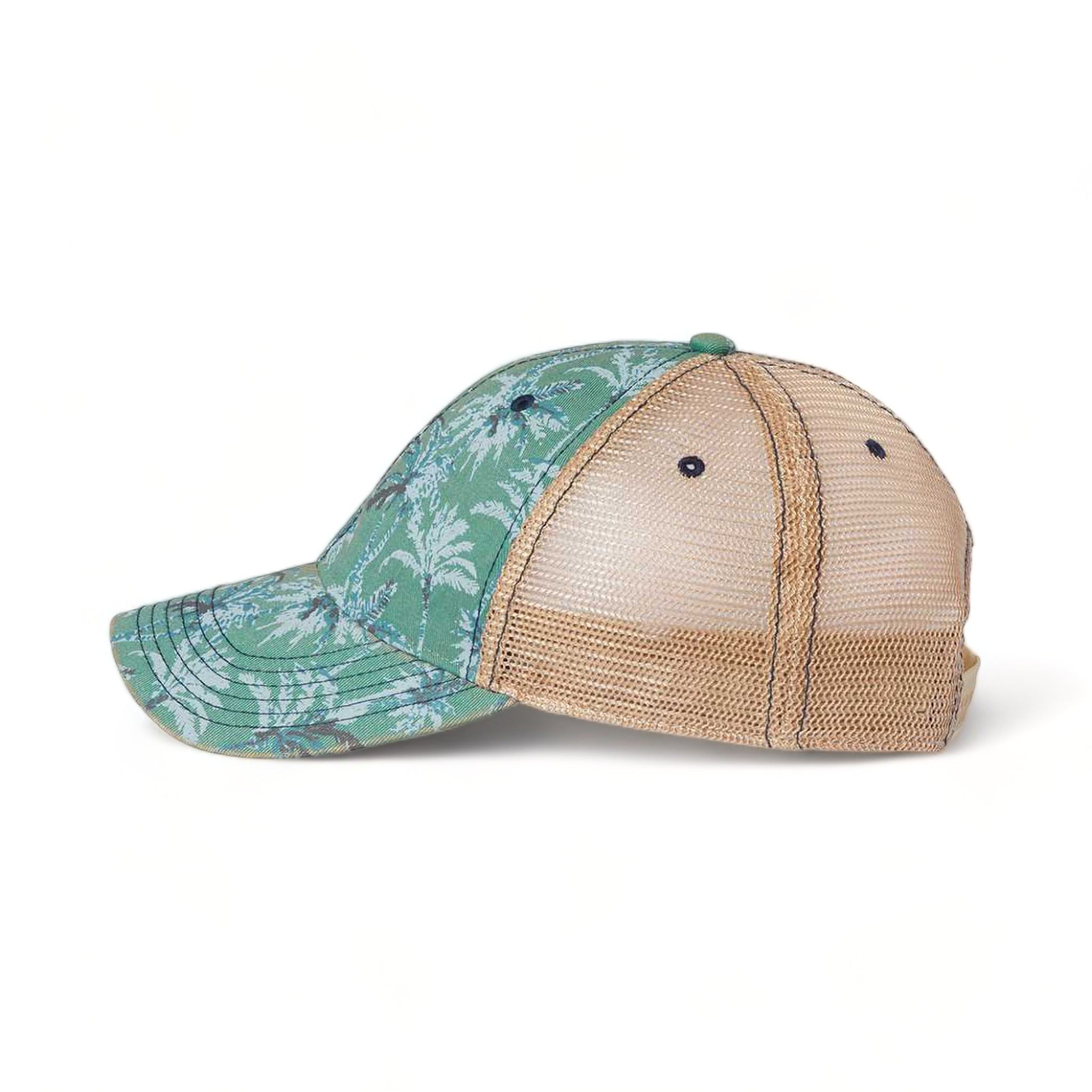 Side view of LEGACY OFA custom hat in green palm and khaki