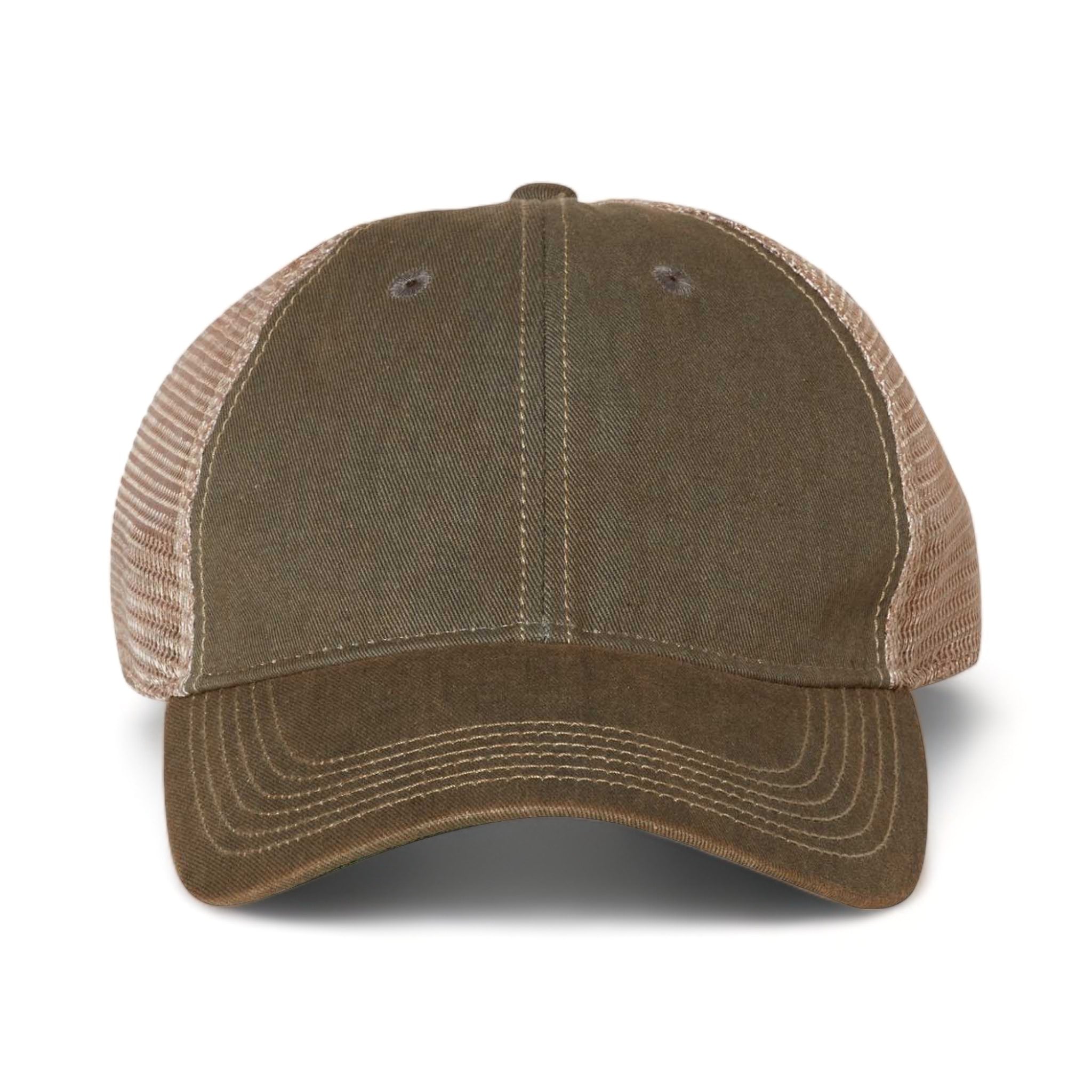 Front view of LEGACY OFA custom hat in grey and khaki