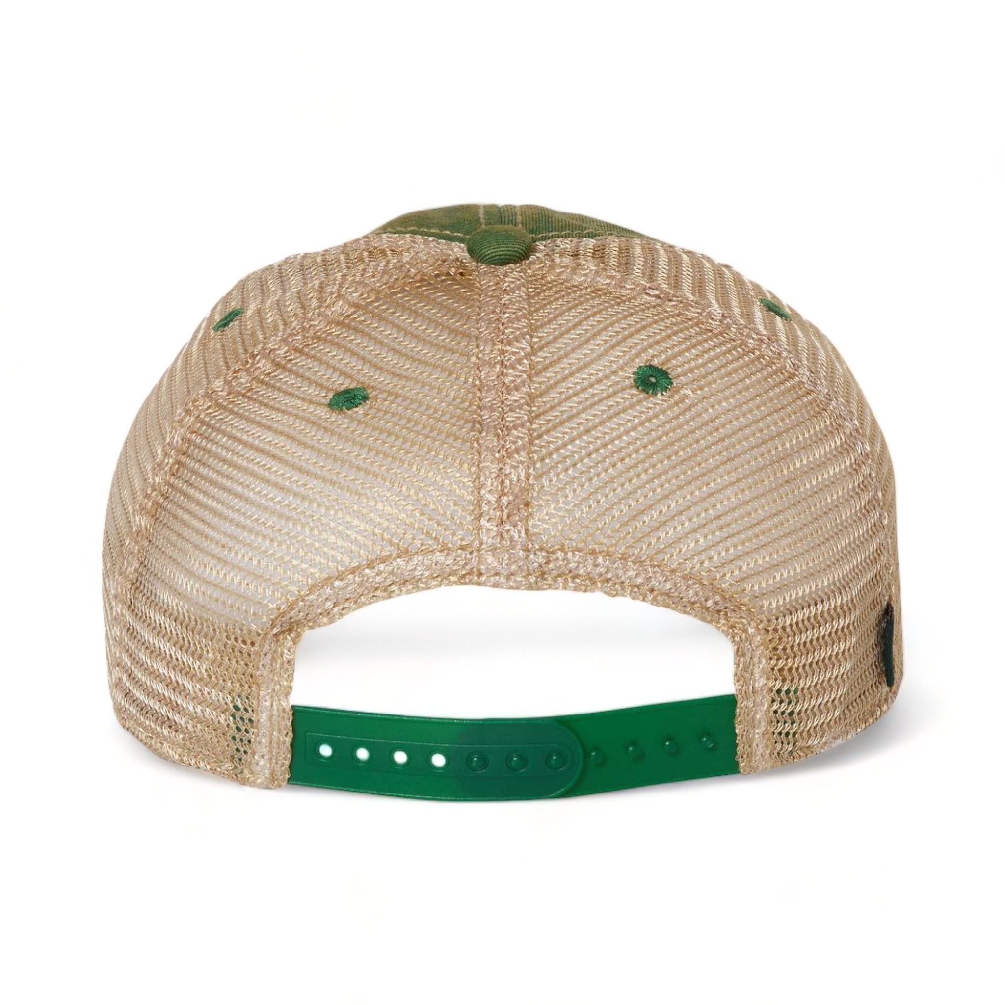 Back view of LEGACY OFA custom hat in kelly green and khaki