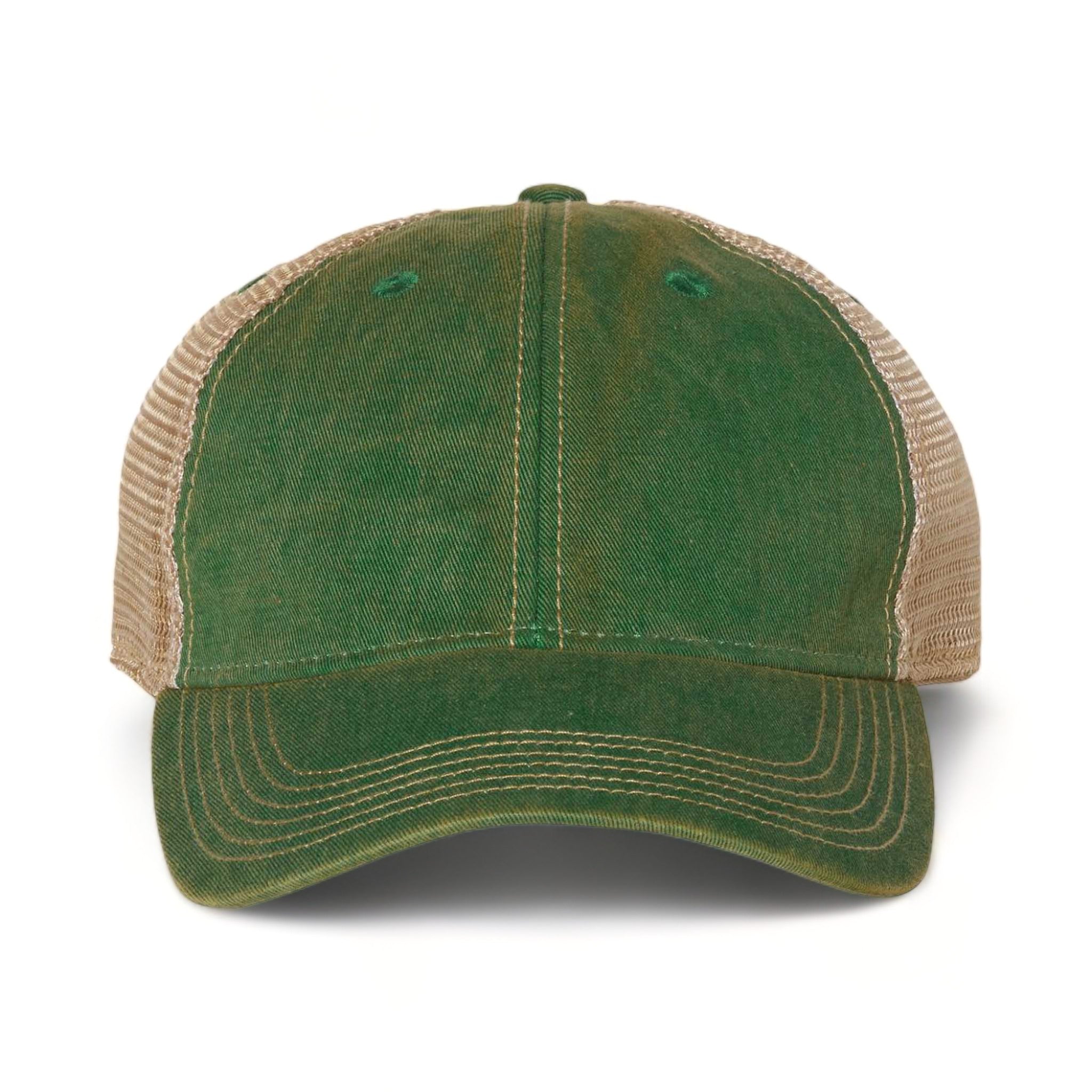 Front view of LEGACY OFA custom hat in kelly green and khaki