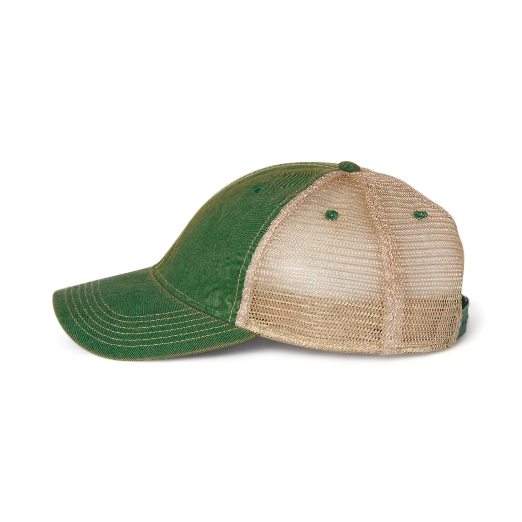 Side view of LEGACY OFA custom hat in kelly green and khaki