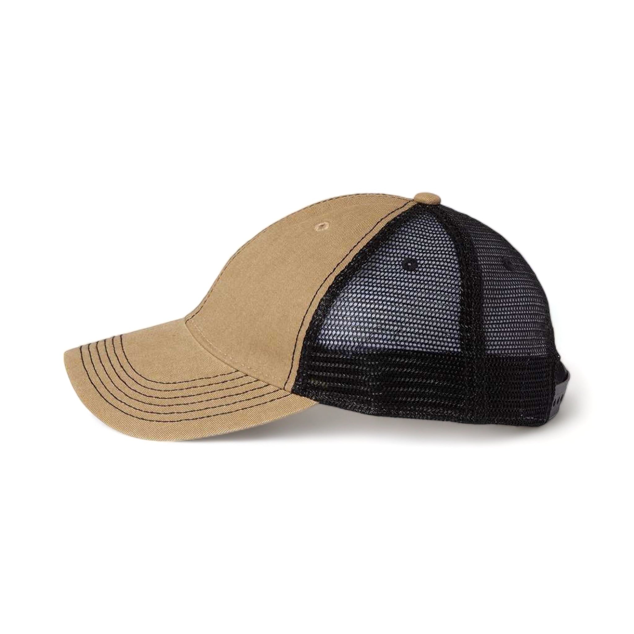 Side view of LEGACY OFA custom hat in khaki and black