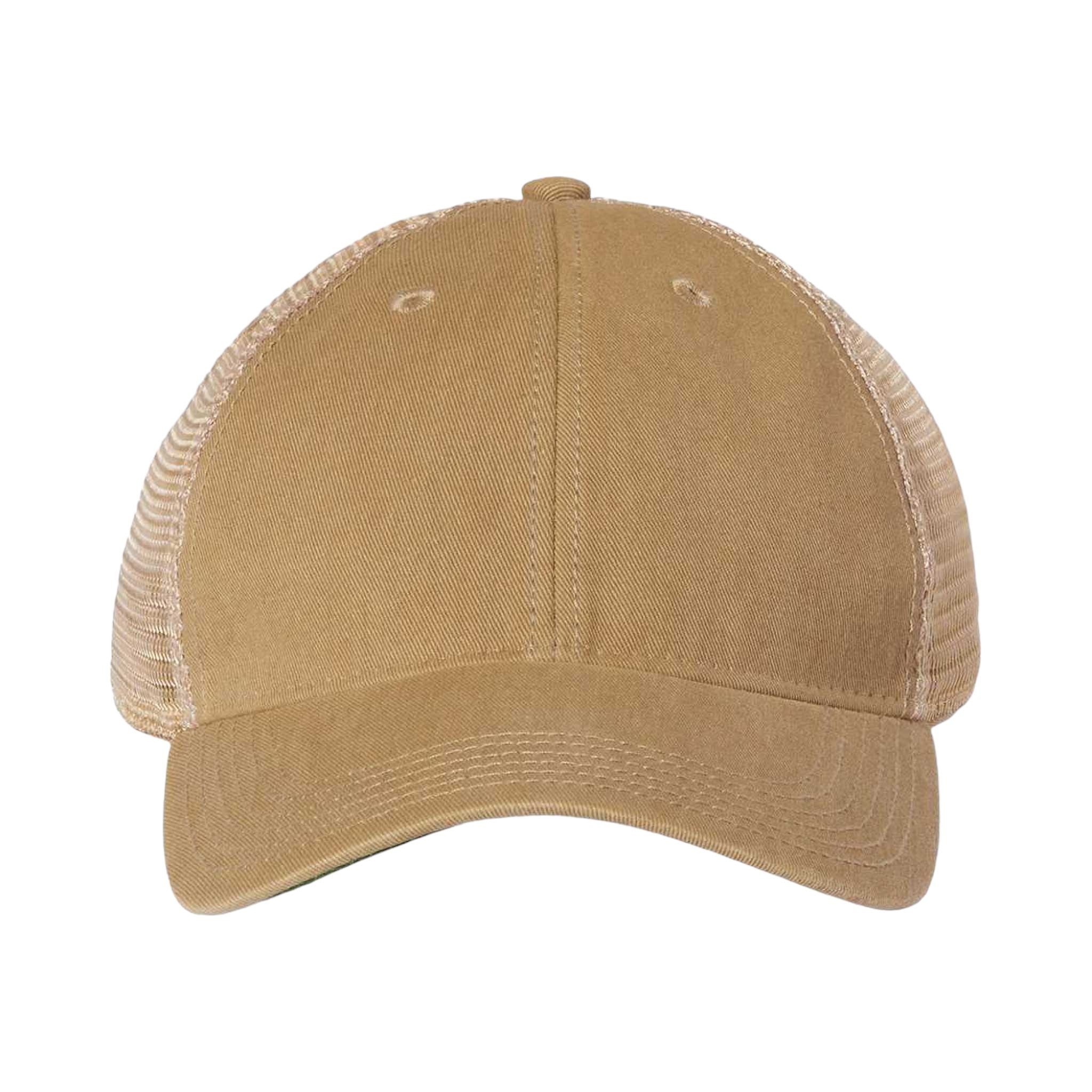 Front view of LEGACY OFA custom hat in khaki and khaki