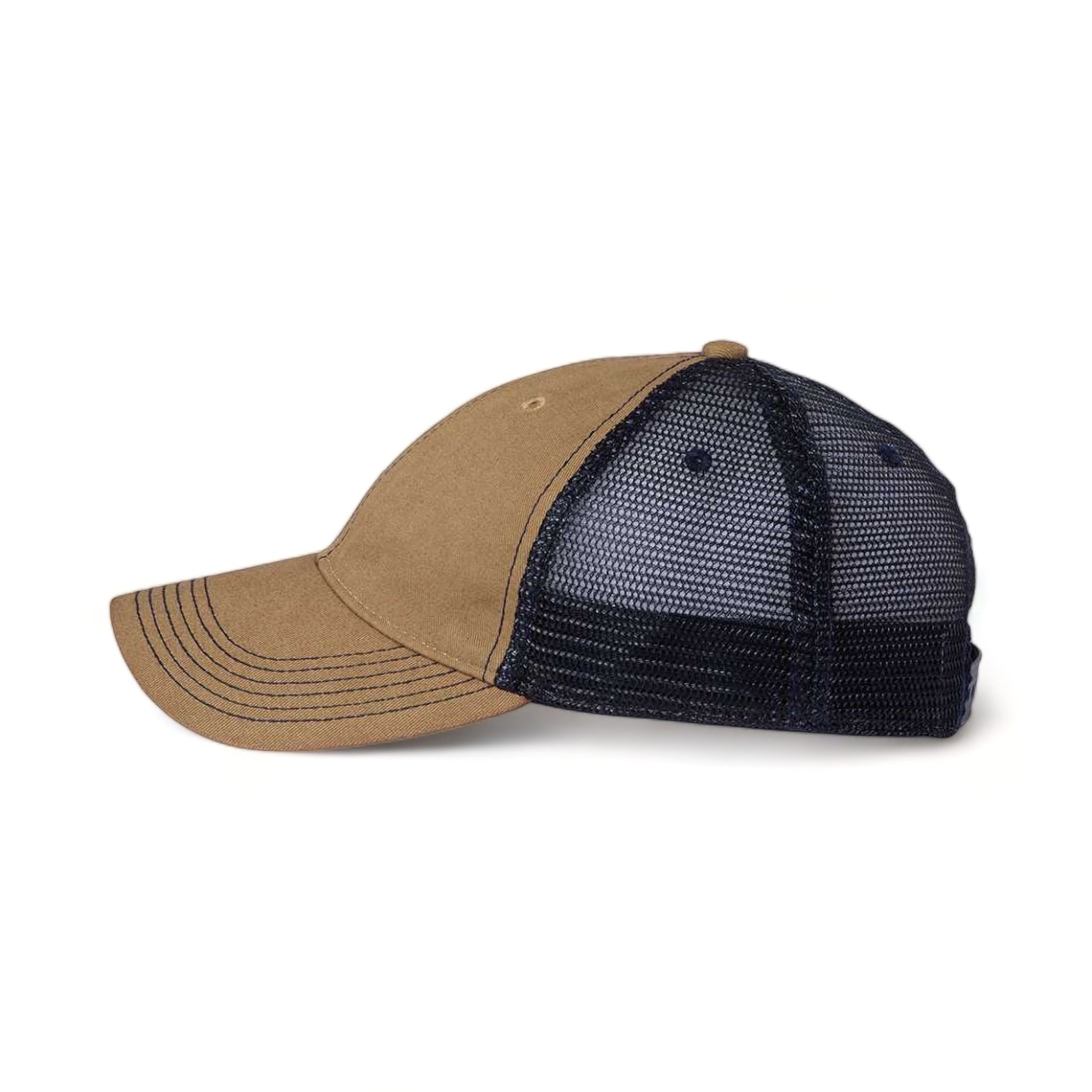 Side view of LEGACY OFA custom hat in khaki and navy