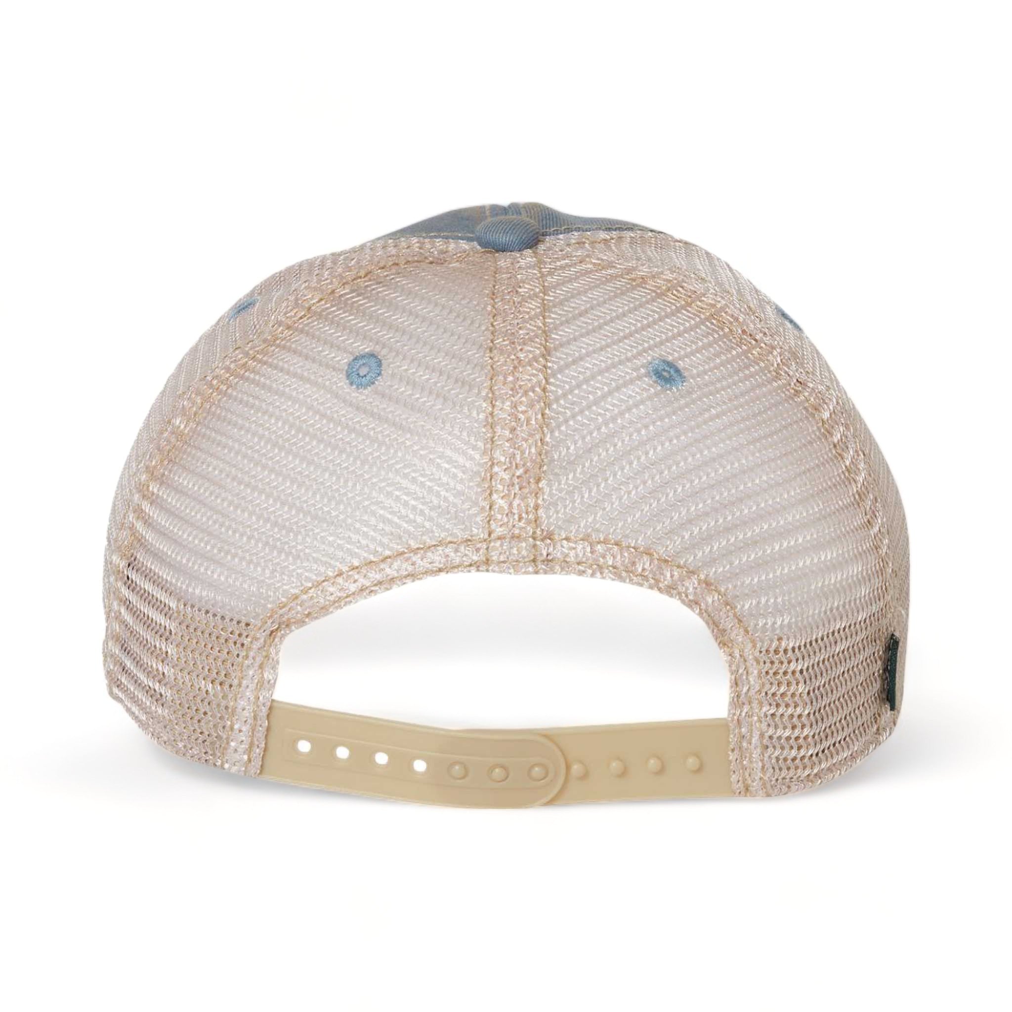 Back view of LEGACY OFA custom hat in light blue and khaki