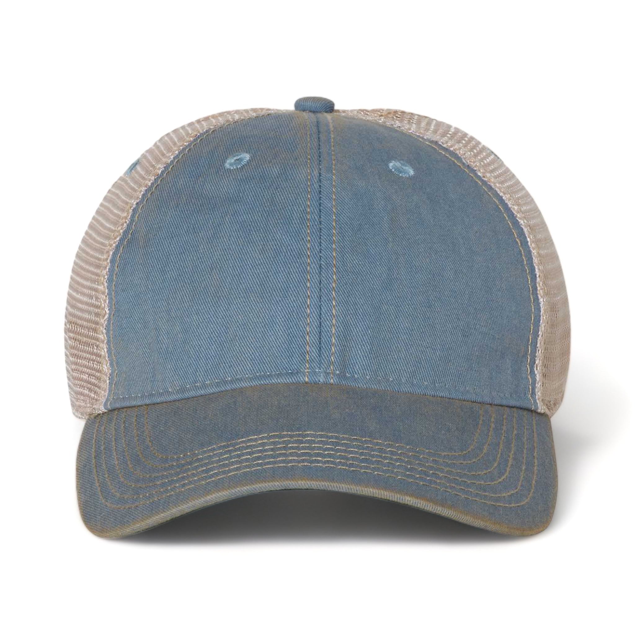 Front view of LEGACY OFA custom hat in light blue and khaki