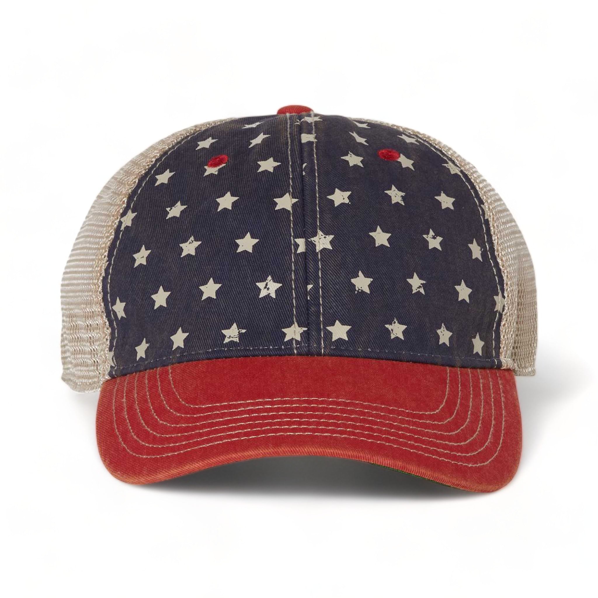 Front view of LEGACY OFA custom hat in merica and khaki