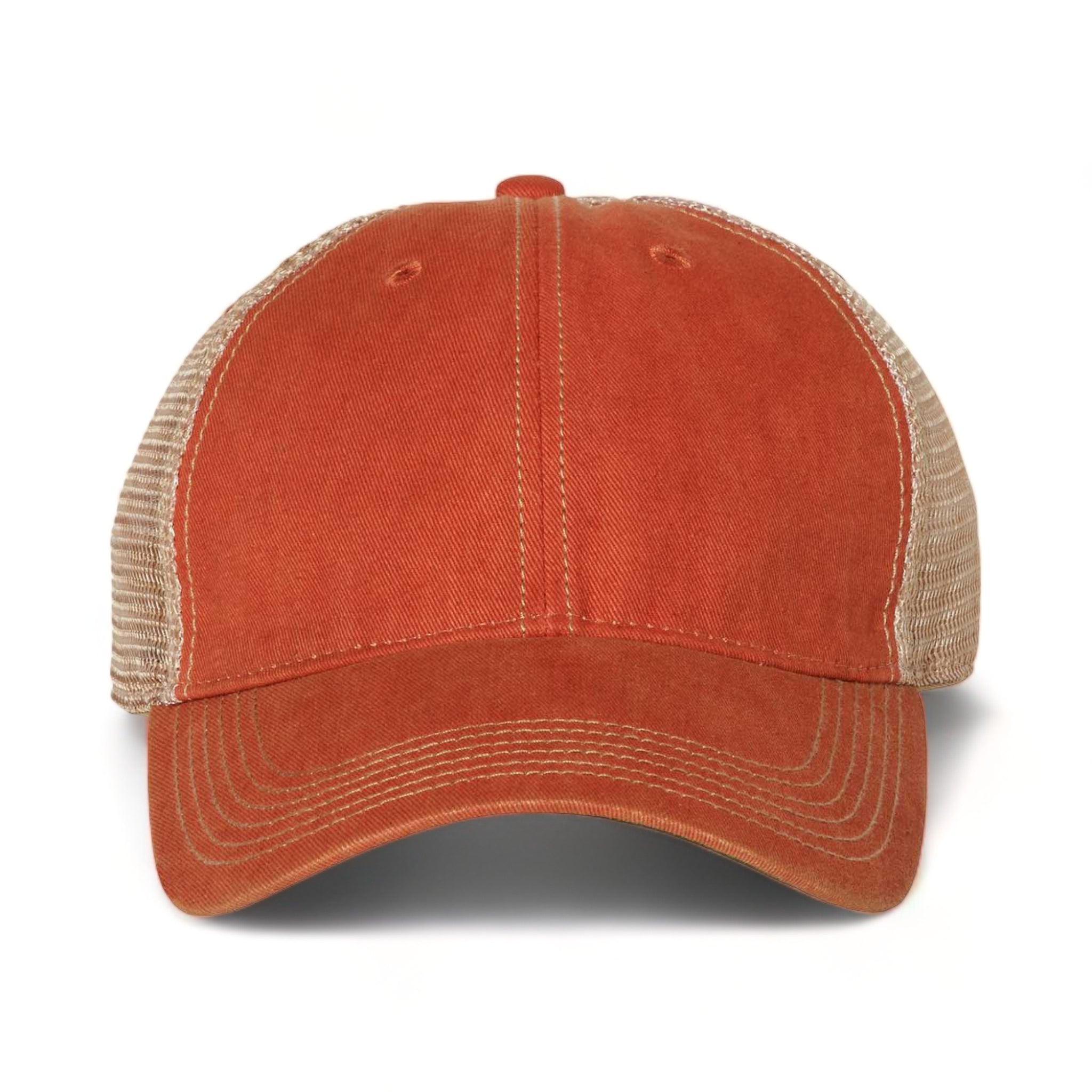 Front view of LEGACY OFA custom hat in orange and khaki