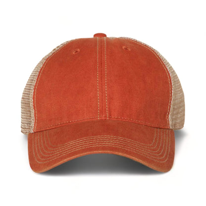 Front view of LEGACY OFA custom hat in orange and khaki