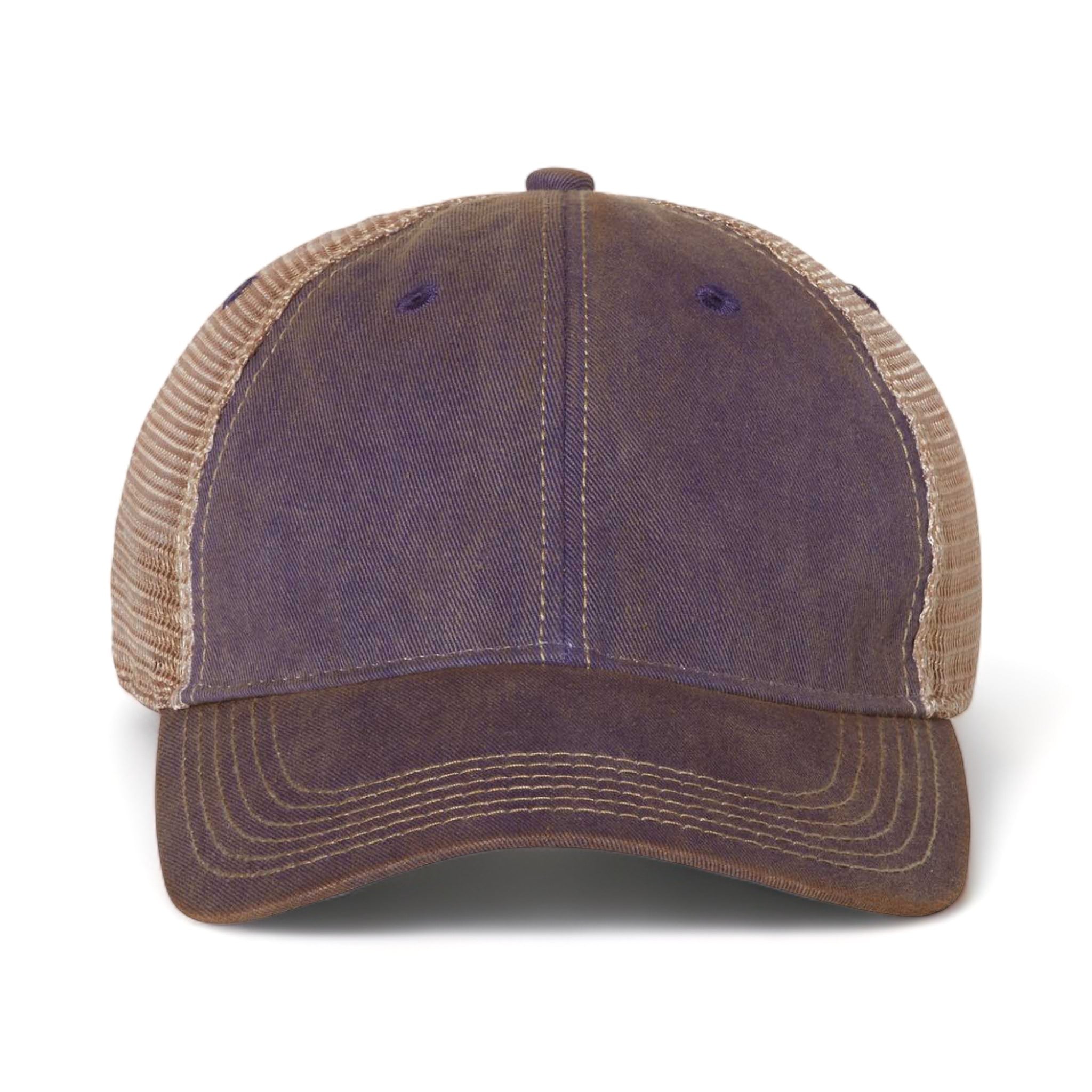 Front view of LEGACY OFA custom hat in purple and khaki