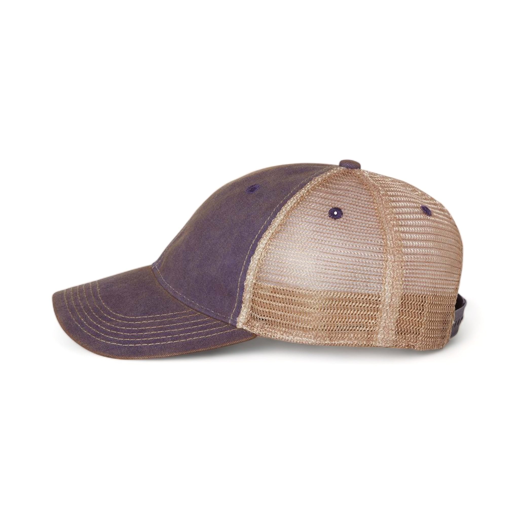 Side view of LEGACY OFA custom hat in purple and khaki