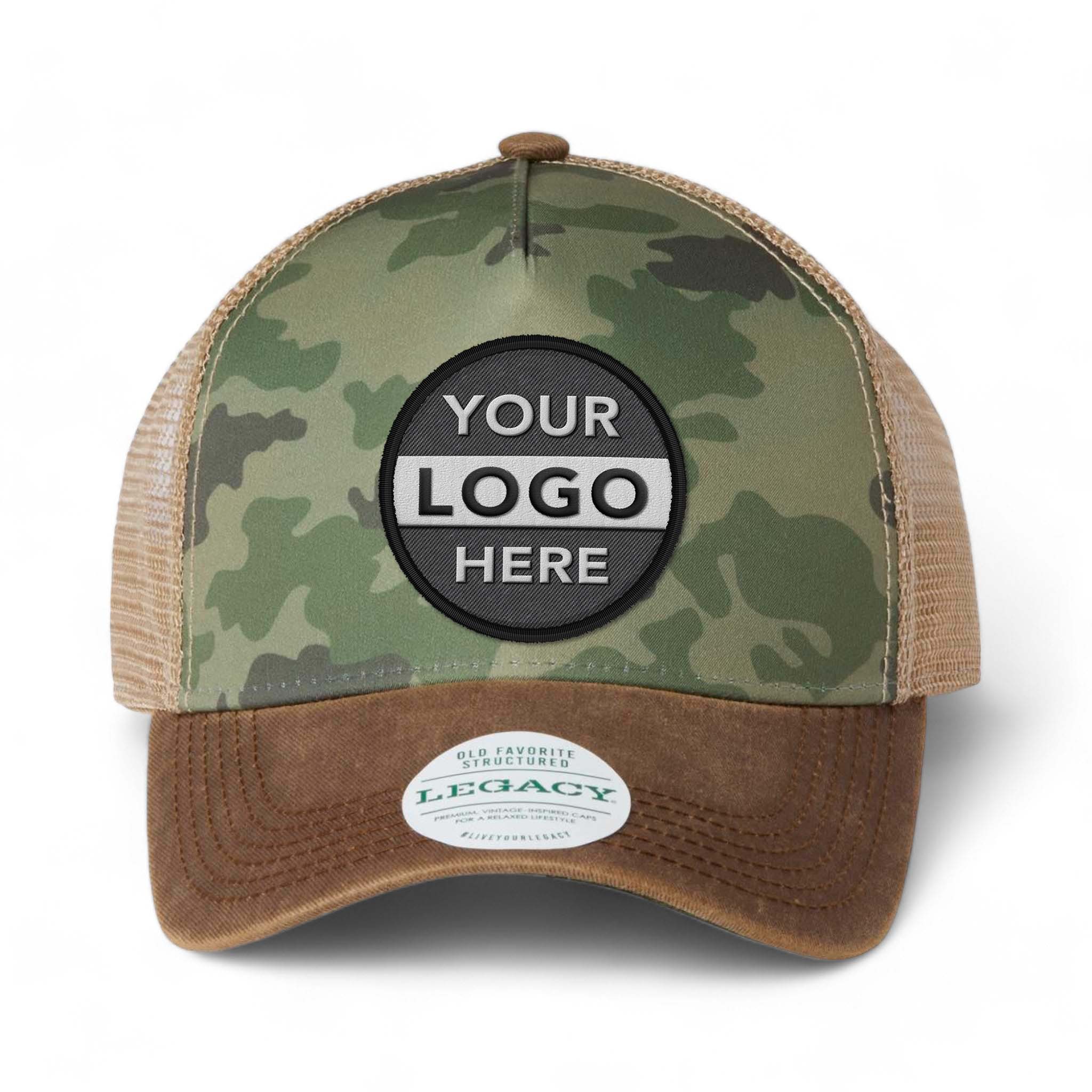 LEGACY OFAFP custom embroidered patch hat in army camo brown and khaki