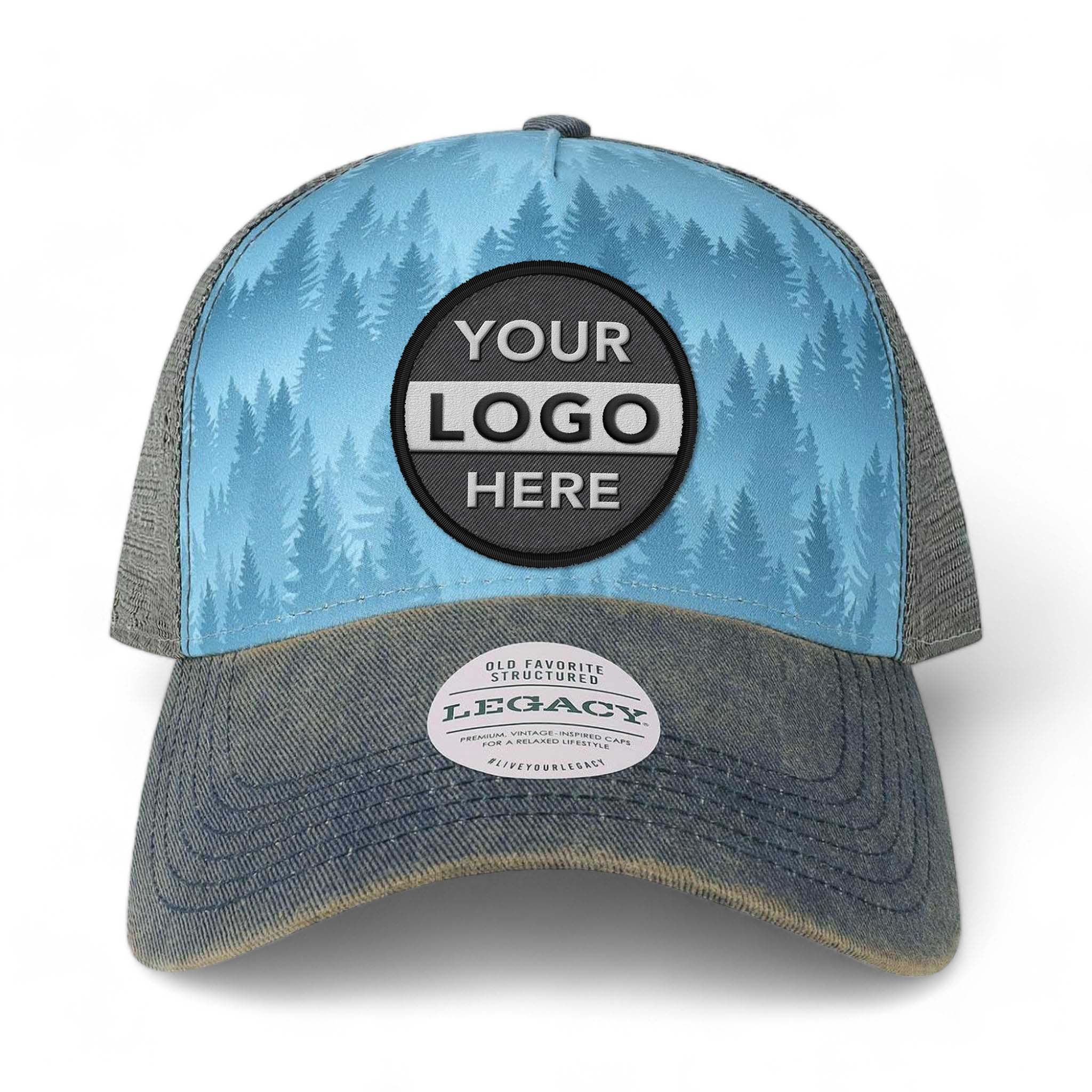 LEGACY OFAFP custom embroidered patch hat in blue pines
