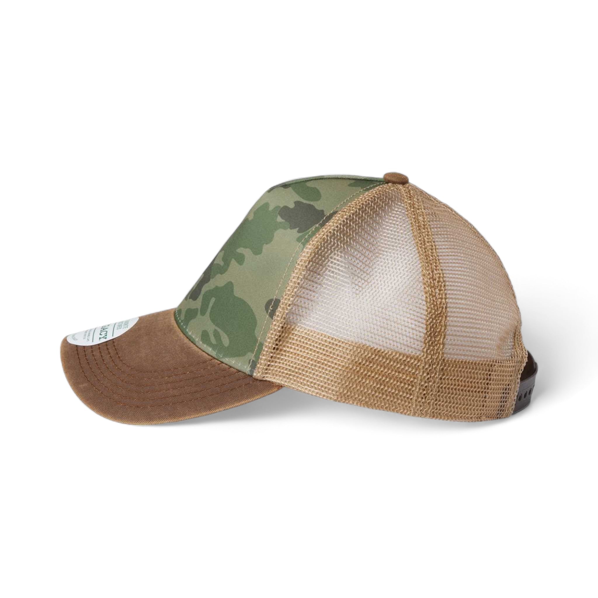 Side view of LEGACY OFAFP custom hat in army camo, brown and khaki