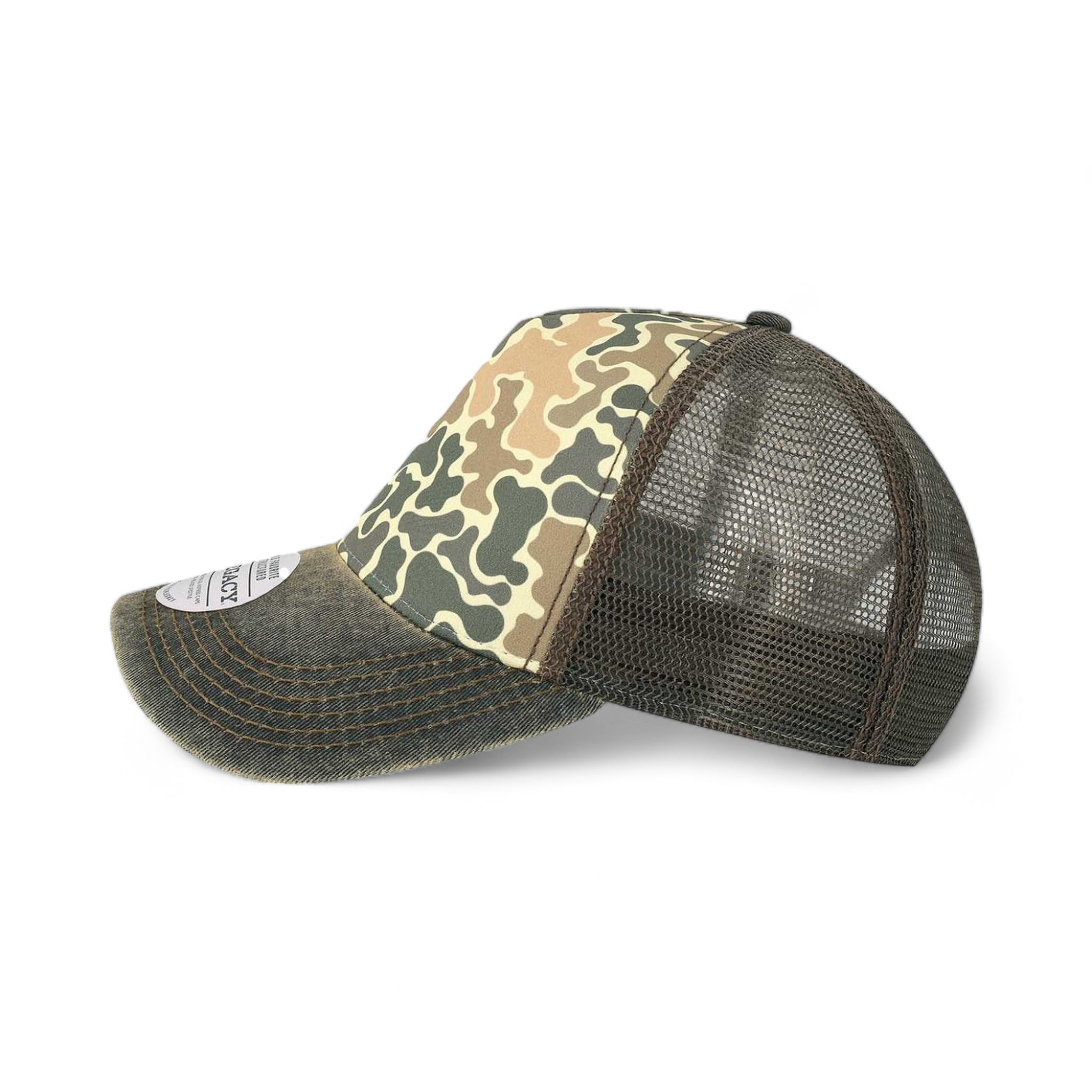 Side view of LEGACY OFAFP custom hat in brown camo blotch
