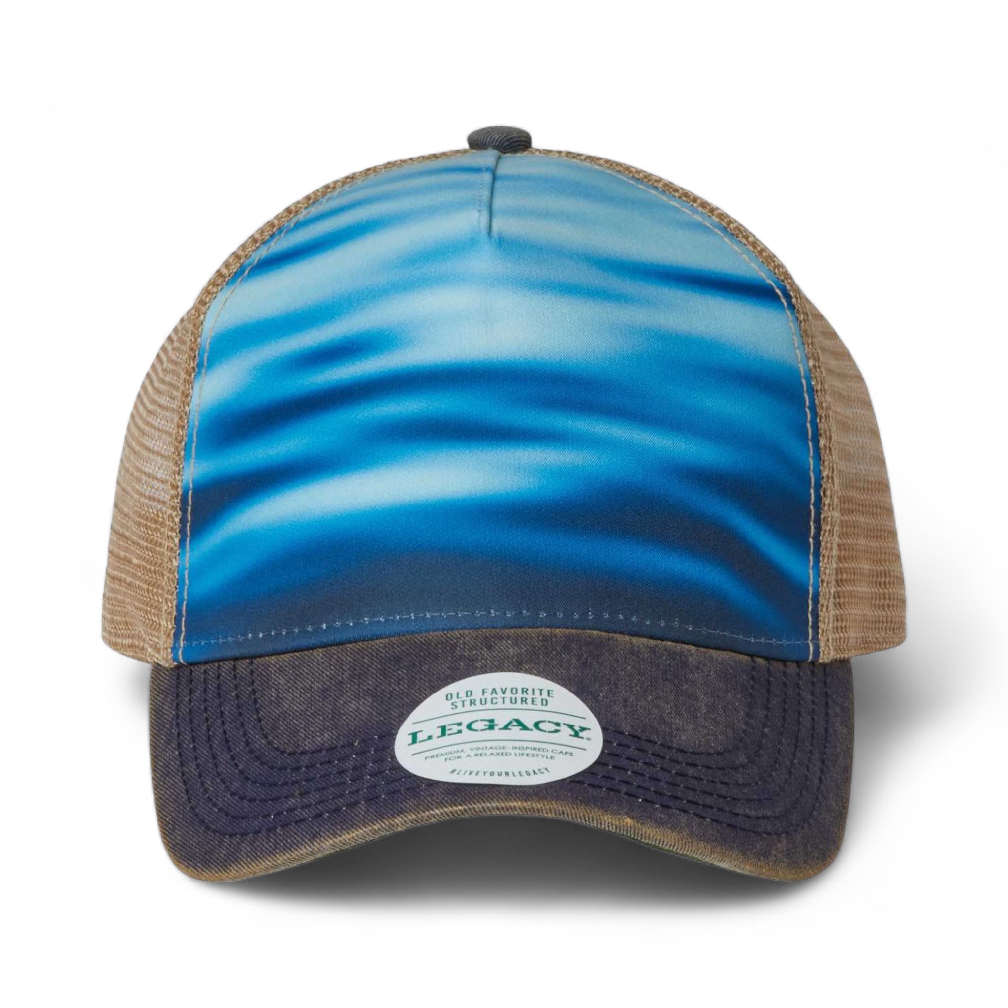 Front view of LEGACY OFAFP custom hat in calm waters, navy and khaki