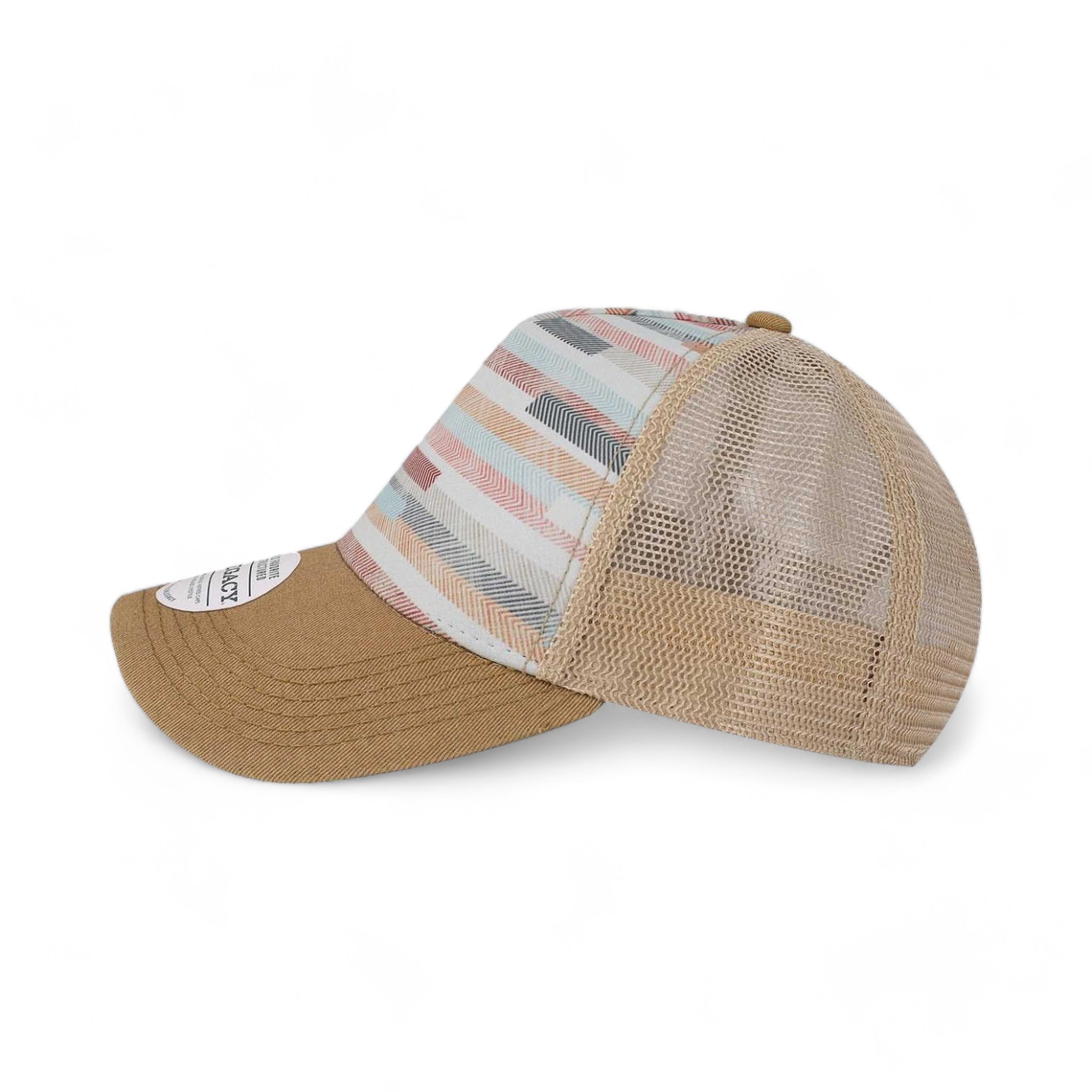 Side view of LEGACY OFAFP custom hat in fabric stripes