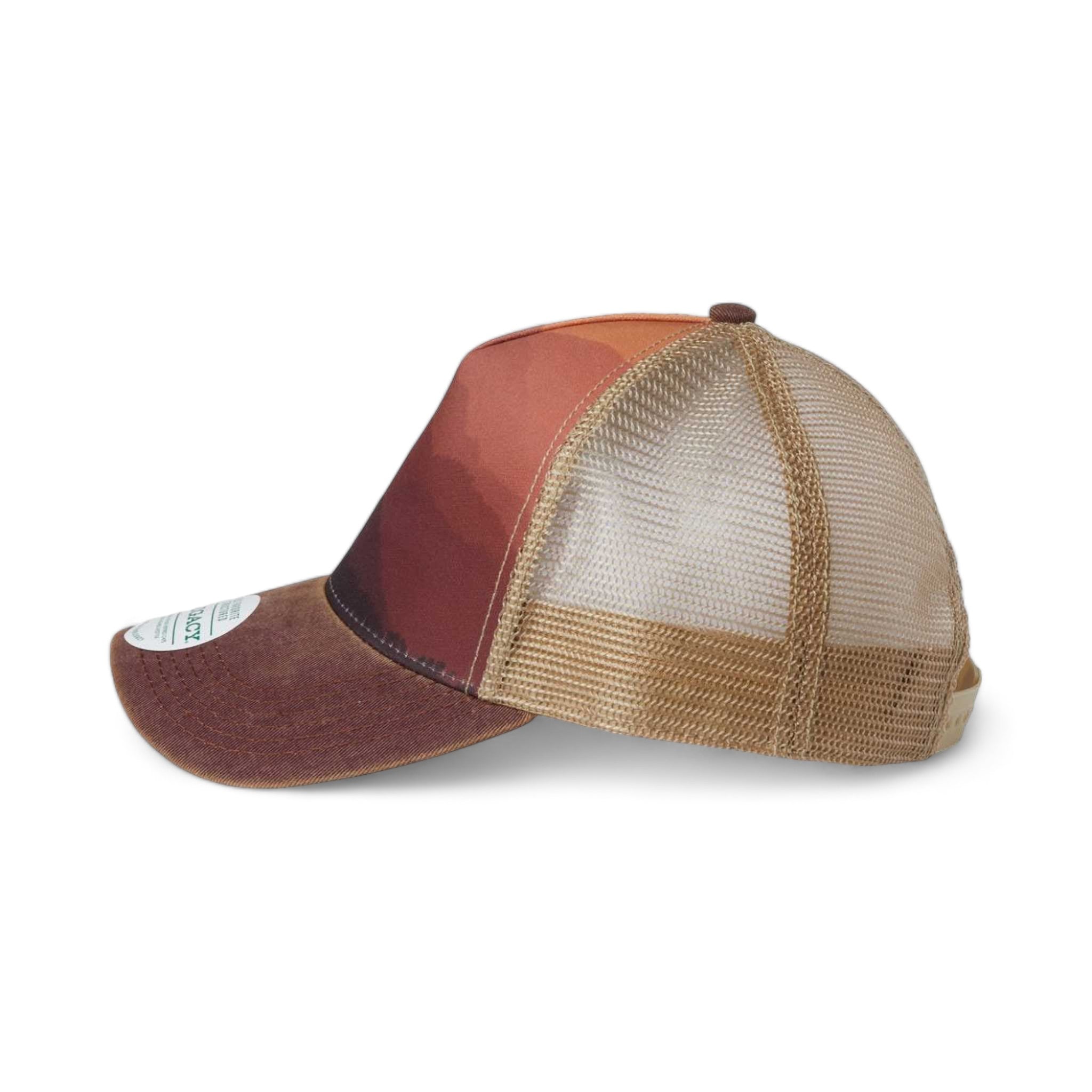 Side view of LEGACY OFAFP custom hat in mt sunset, maroon and khaki