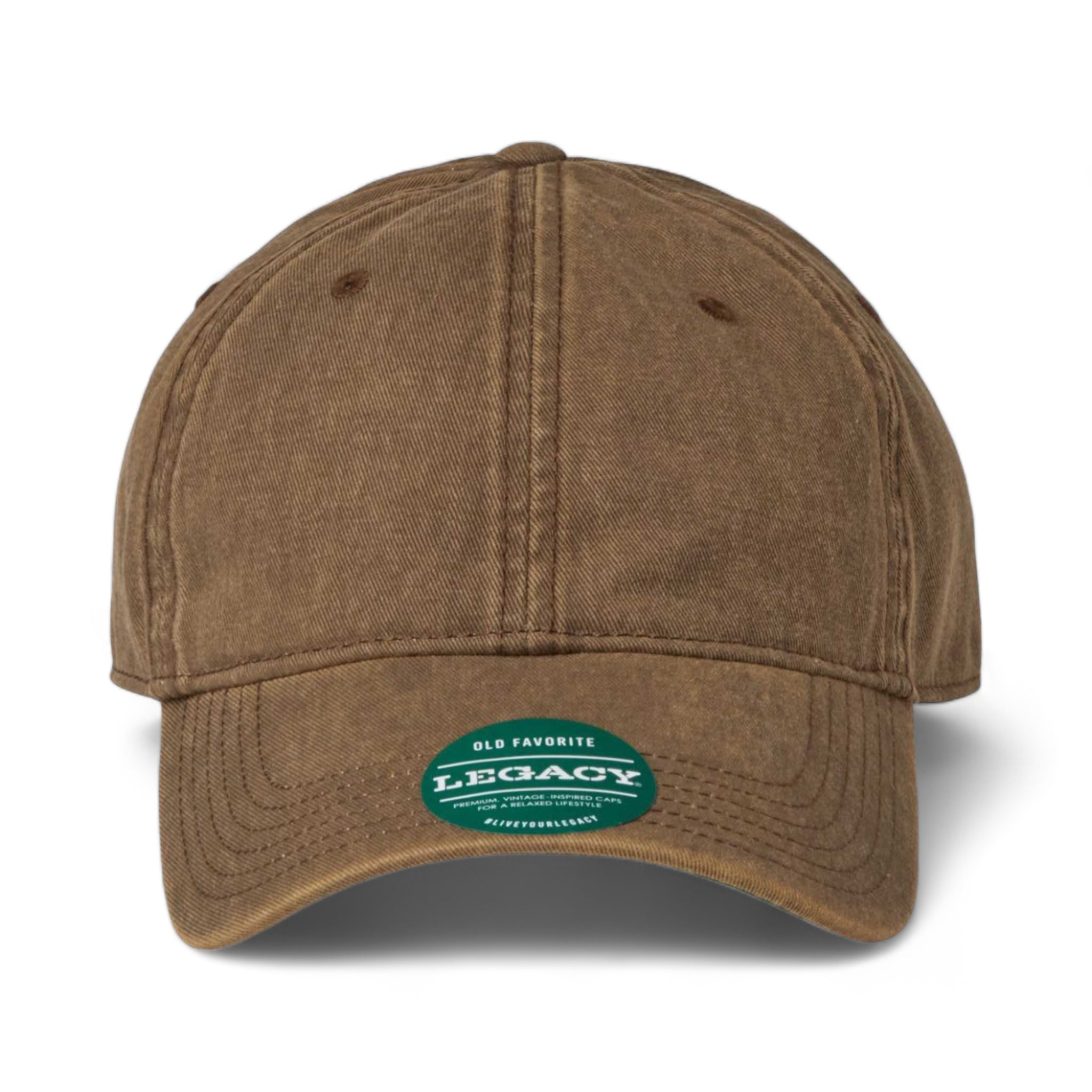 Front view of LEGACY OFAST custom hat in brown