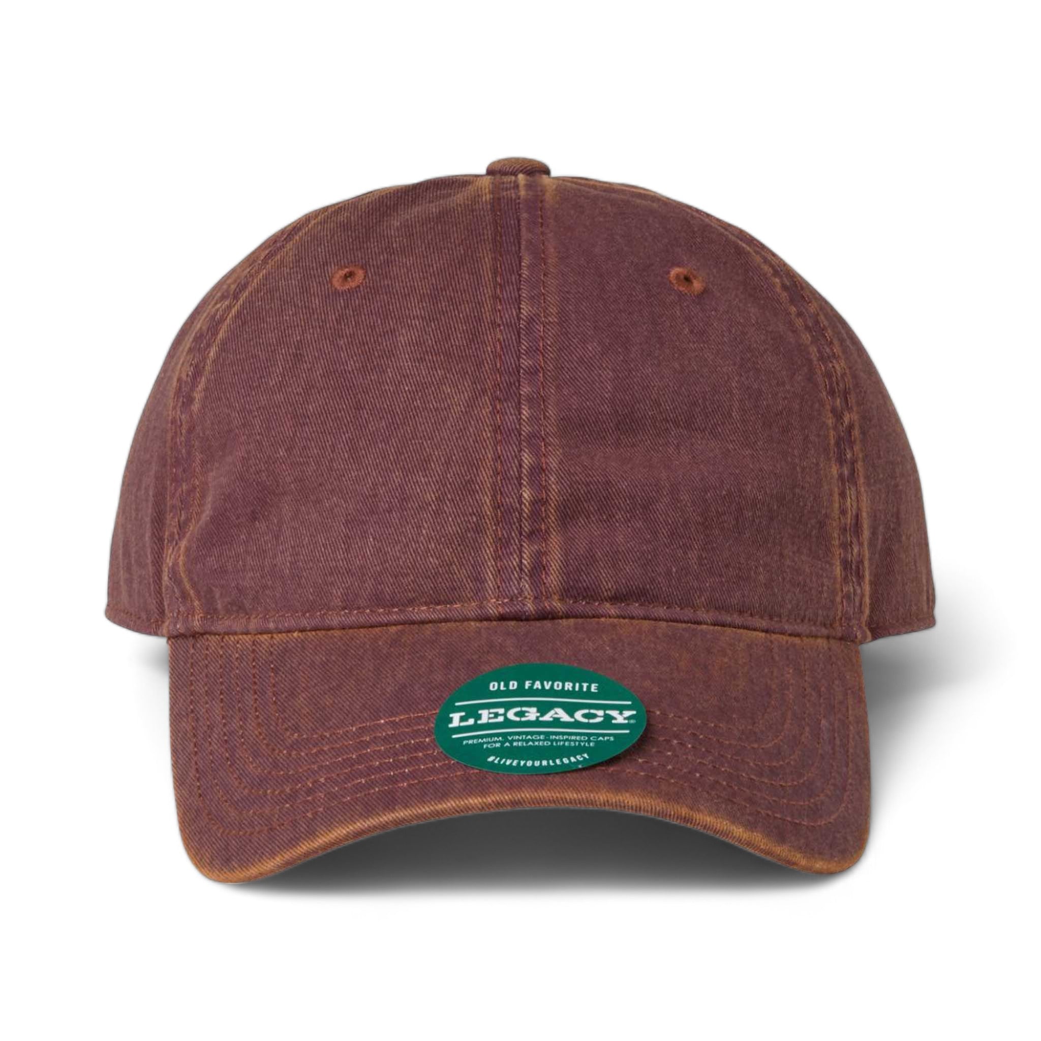 Front view of LEGACY OFAST custom hat in burgundy