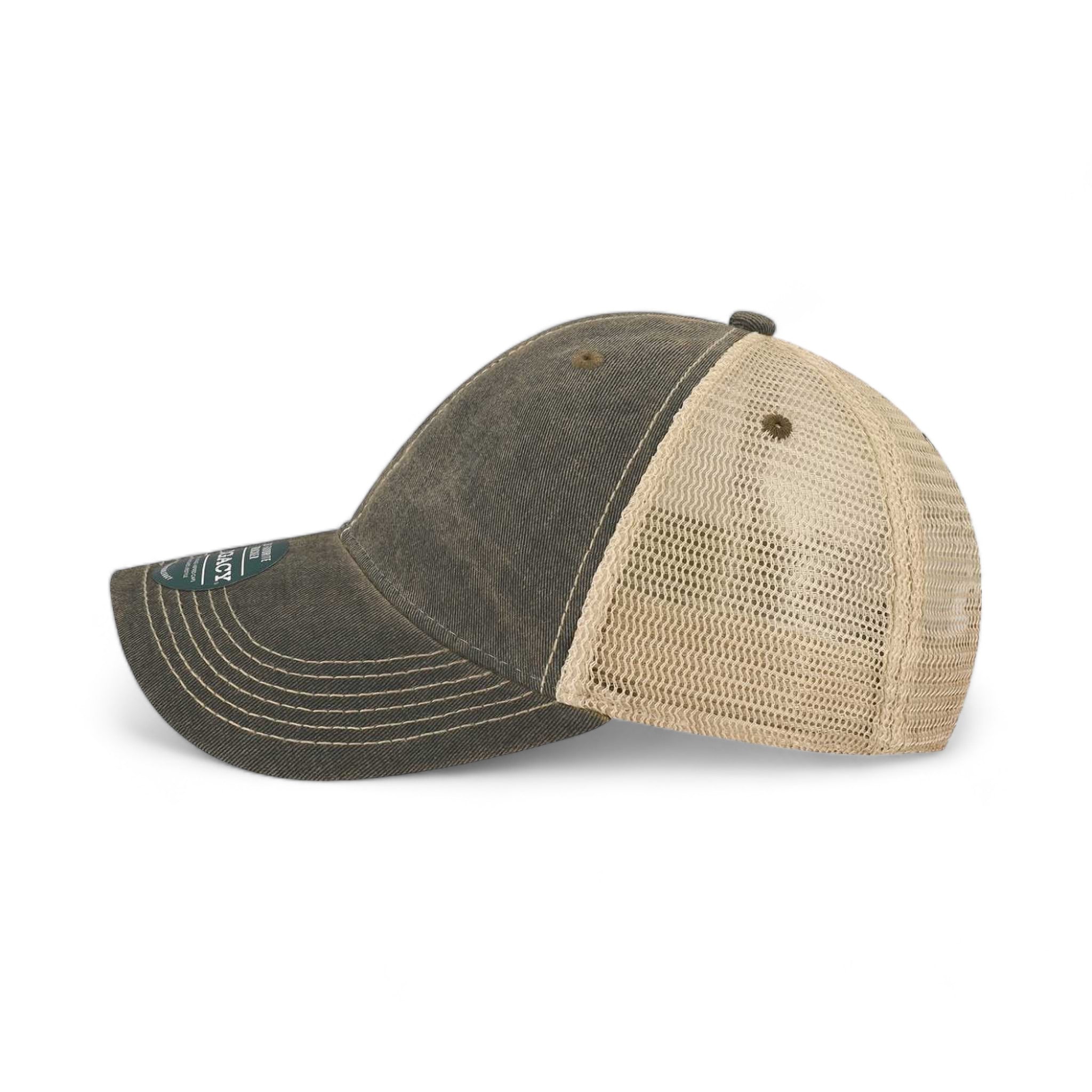 Side view of LEGACY OFAY custom hat in black and khaki