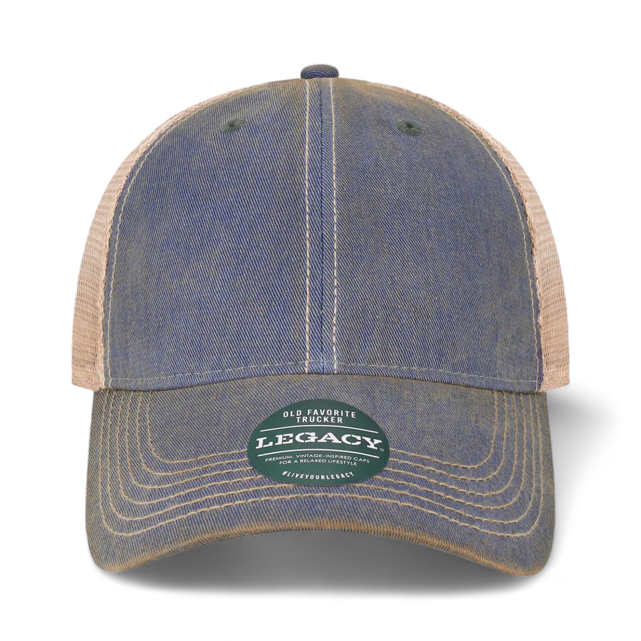Front view of LEGACY OFAY custom hat in royal and khaki