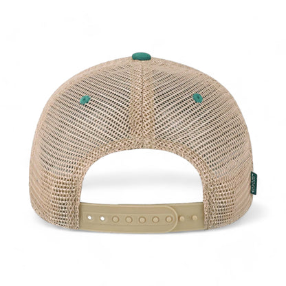 Back view of LEGACY OFAY custom hat in aqua and khaki