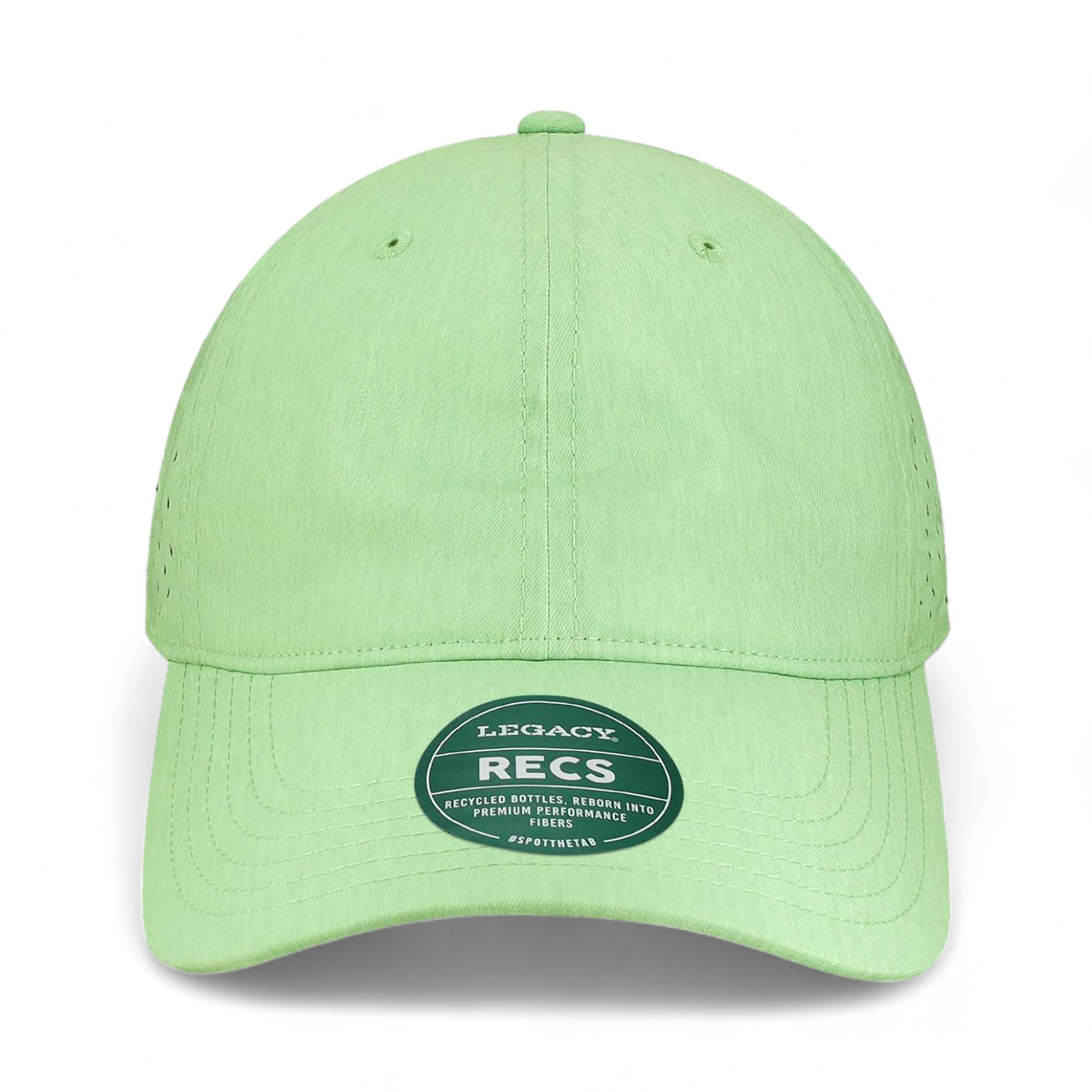Front view of LEGACY RECS custom hat in eco mint