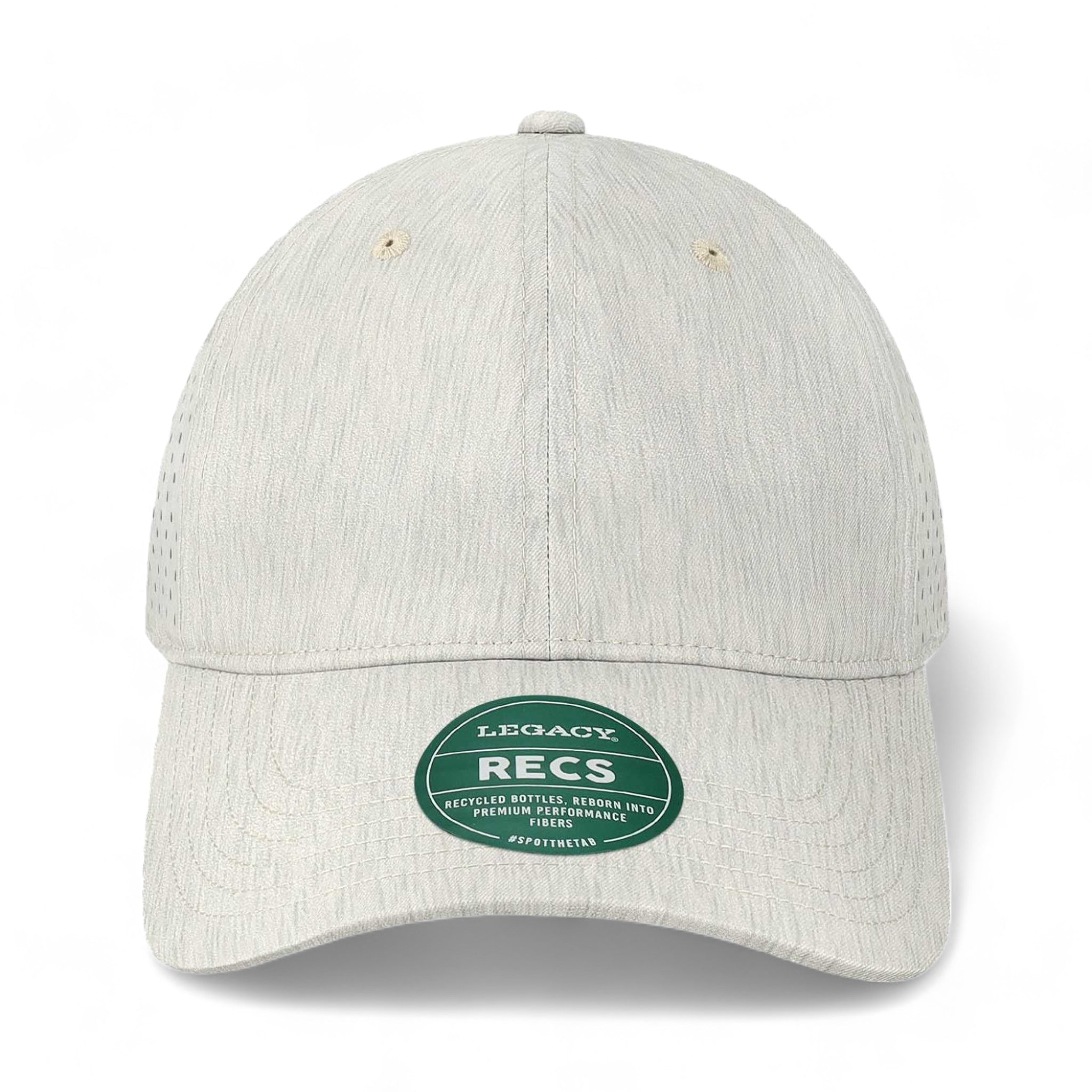 Front view of LEGACY RECS custom hat in eco sand