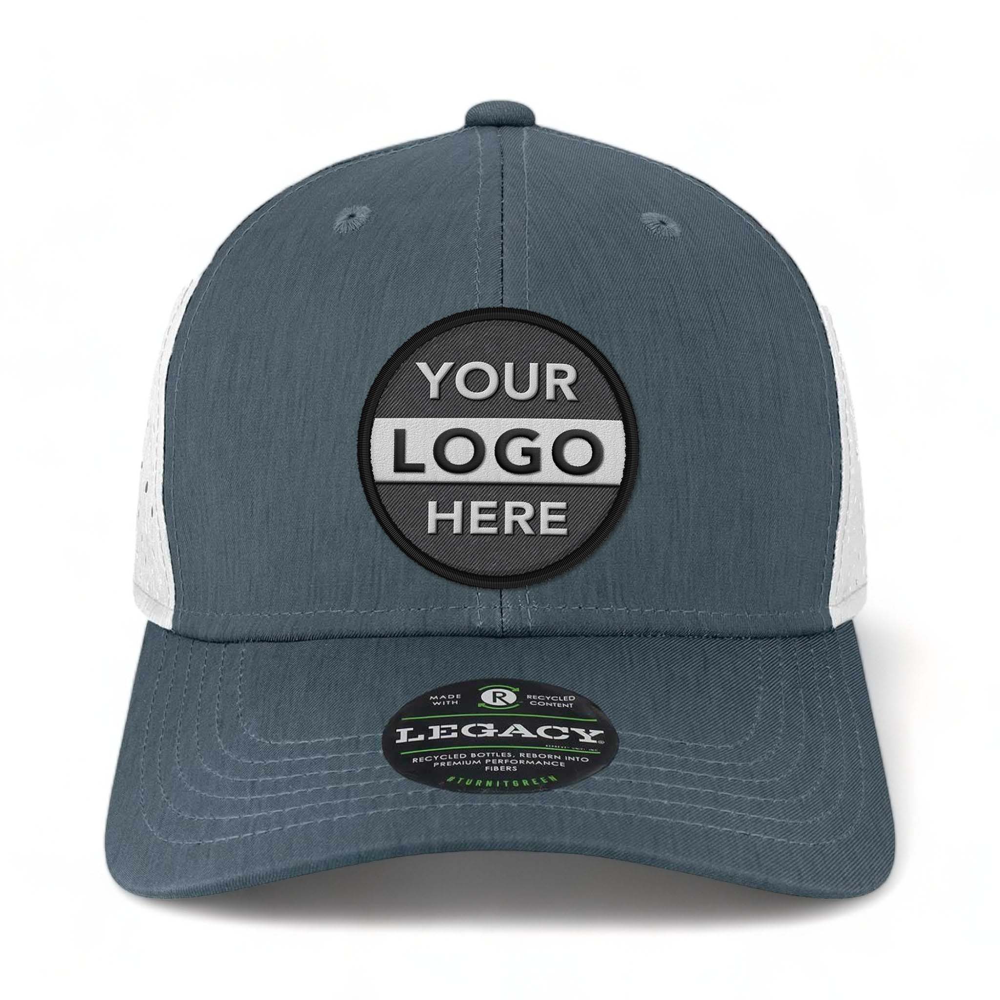 LEGACY REMPA custom embroidered patch hat in eco navy and white