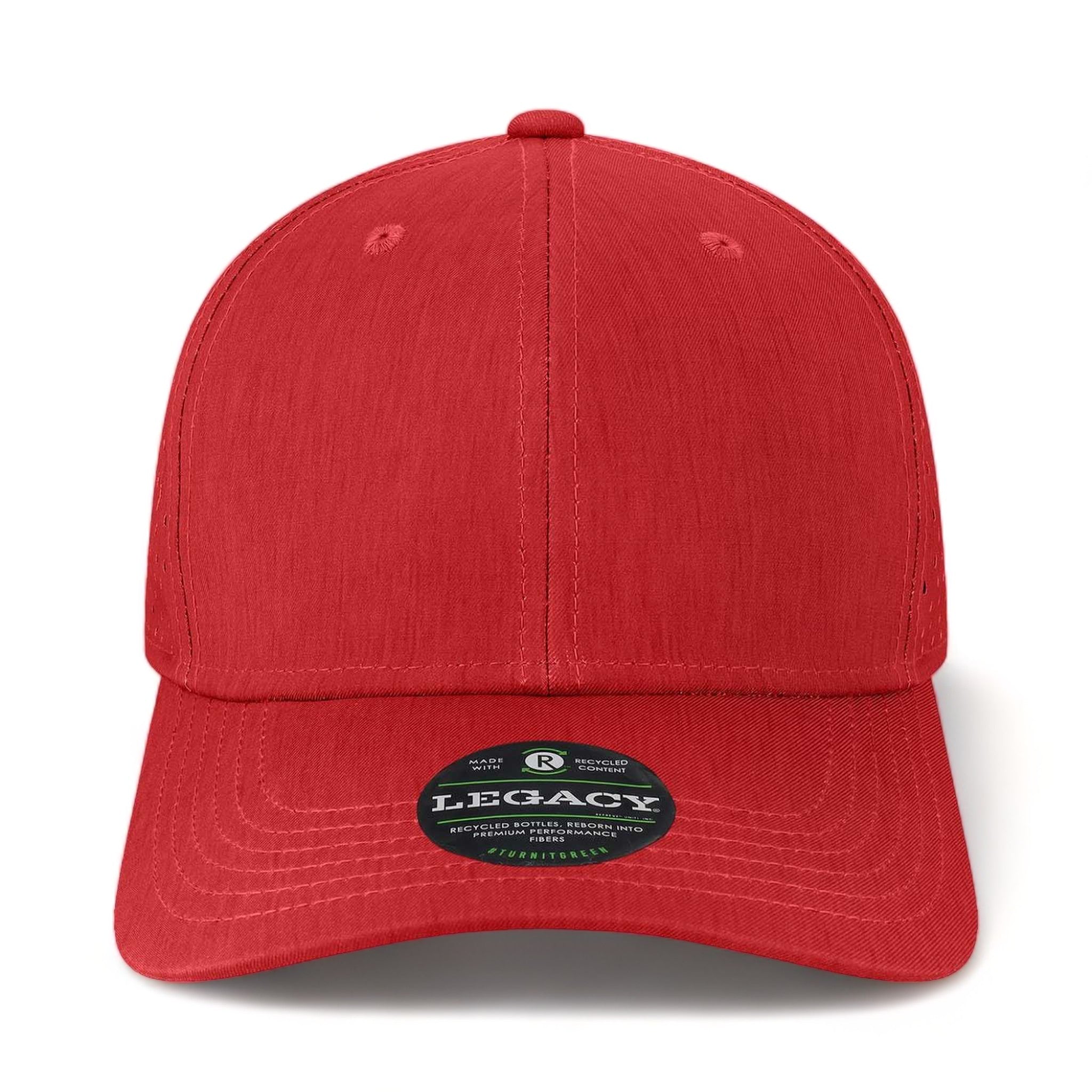 Front view of LEGACY REMPA custom hat in eco cardinal