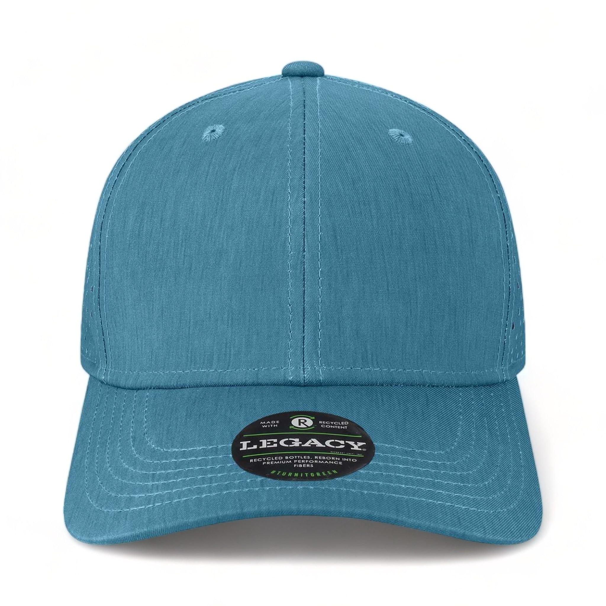 Front view of LEGACY REMPA custom hat in eco marine blue
