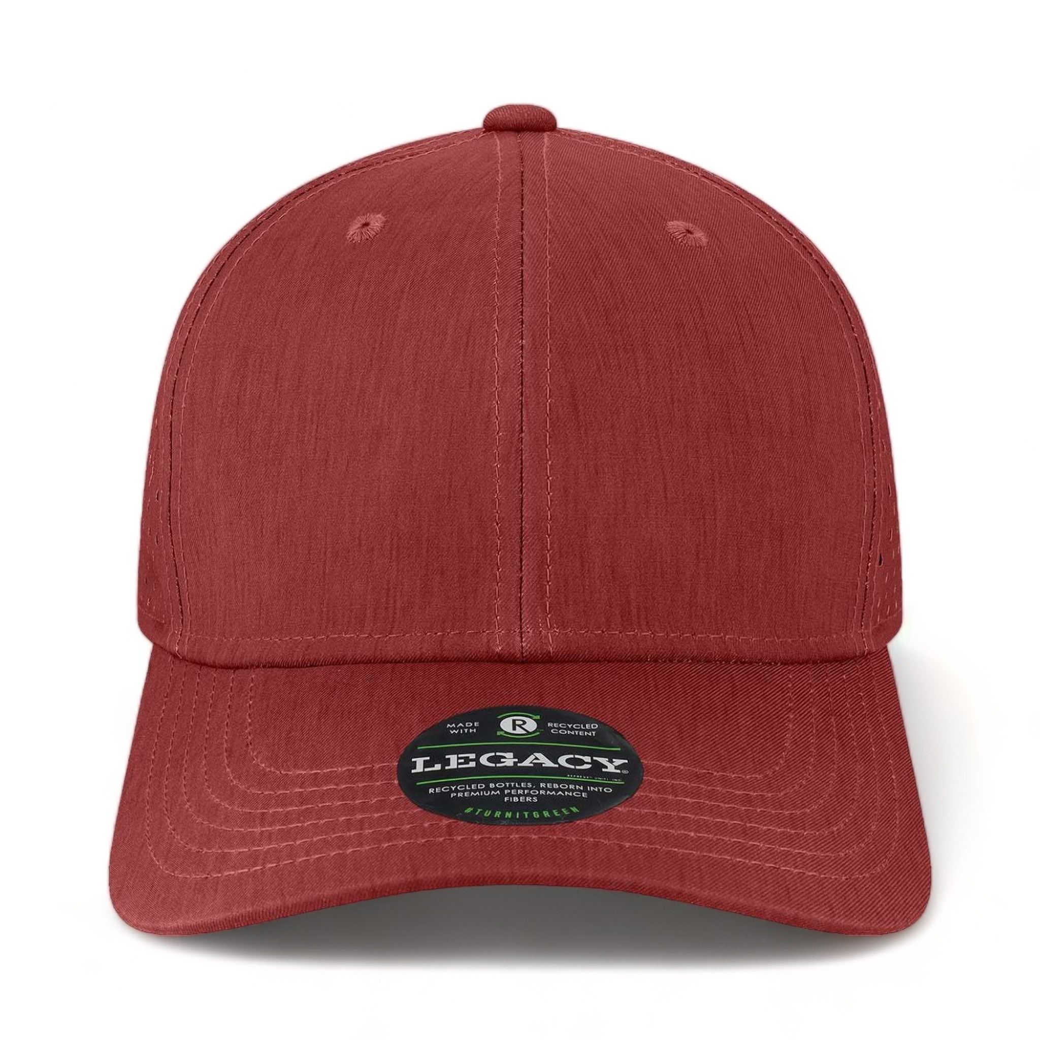 Front view of LEGACY REMPA custom hat in eco maroon