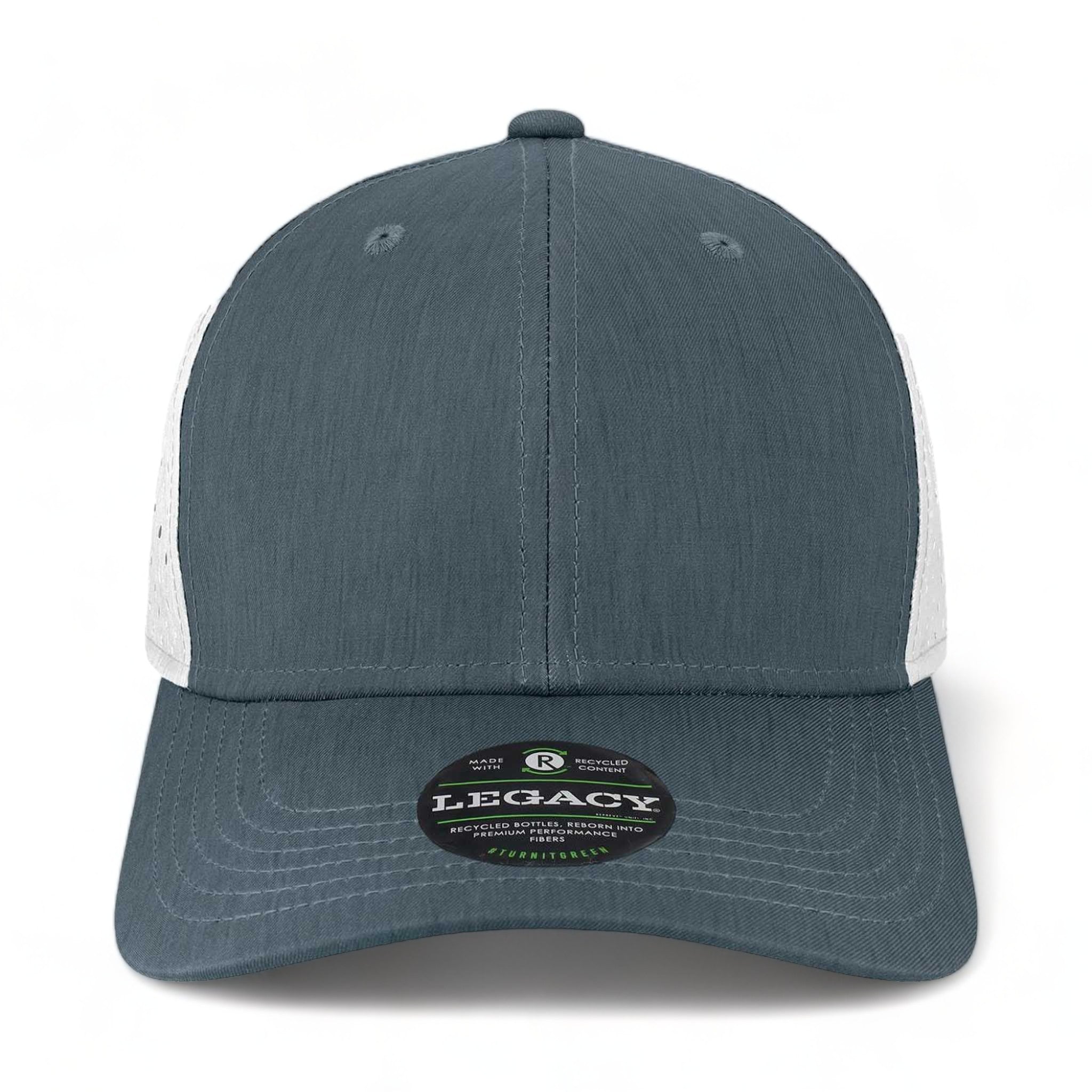 Front view of LEGACY REMPA custom hat in eco navy and white
