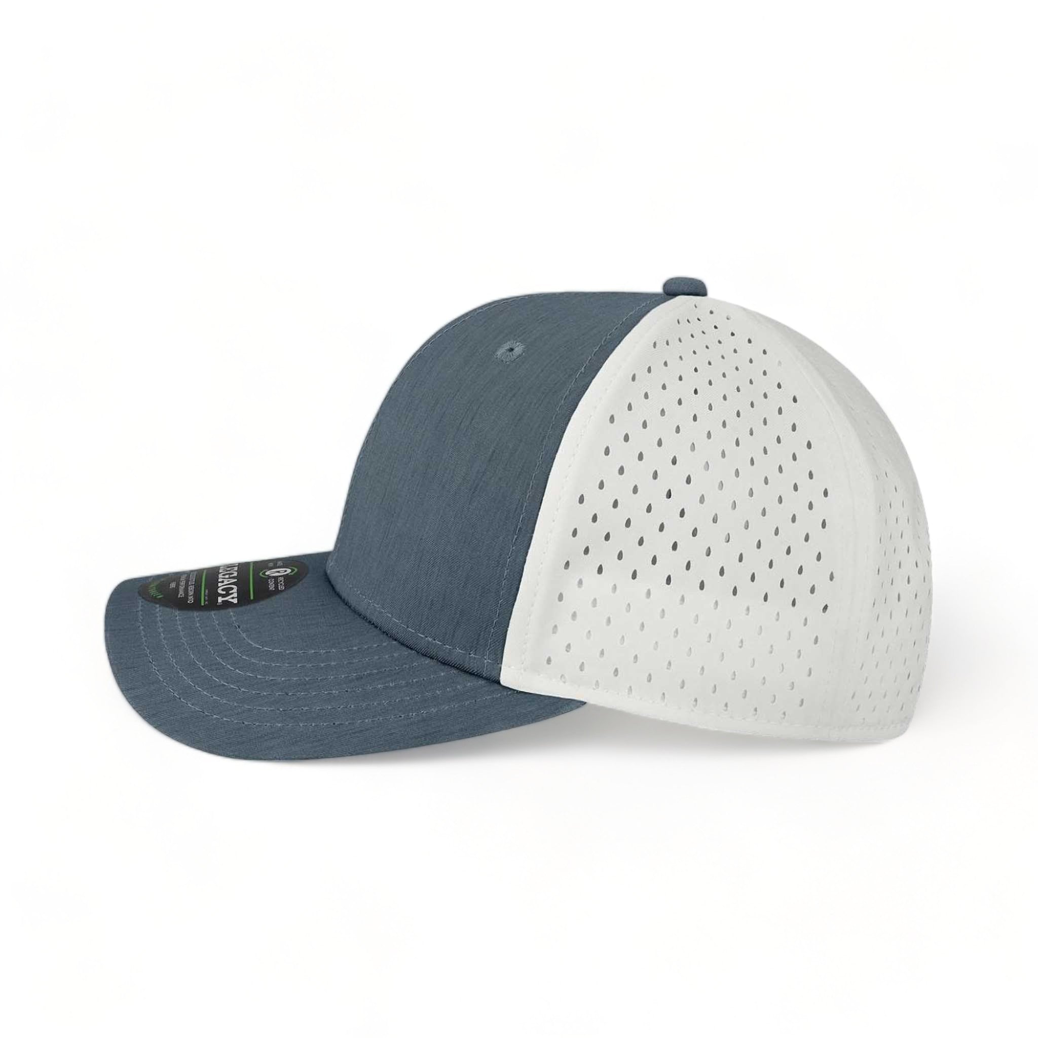 Side view of LEGACY REMPA custom hat in eco navy and white