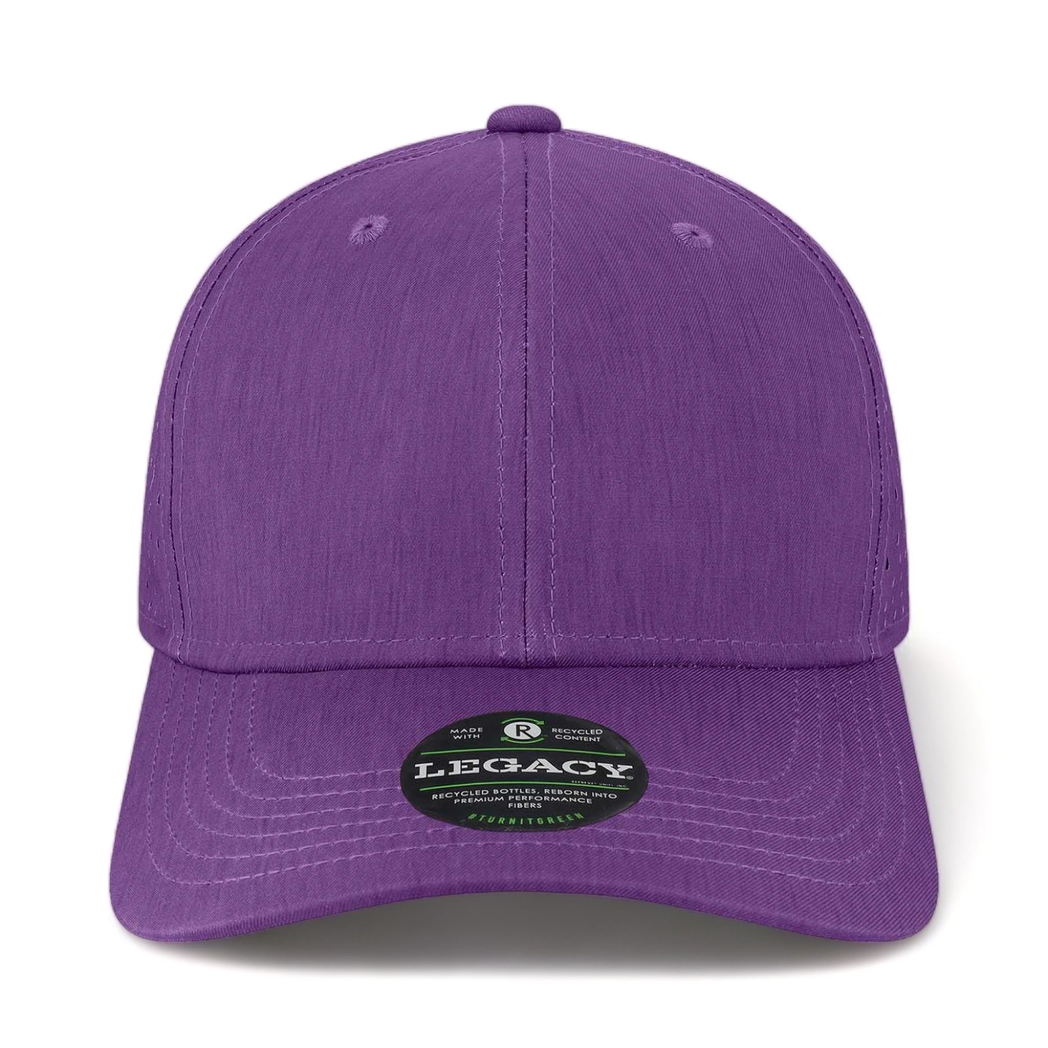 Front view of LEGACY REMPA custom hat in eco purple