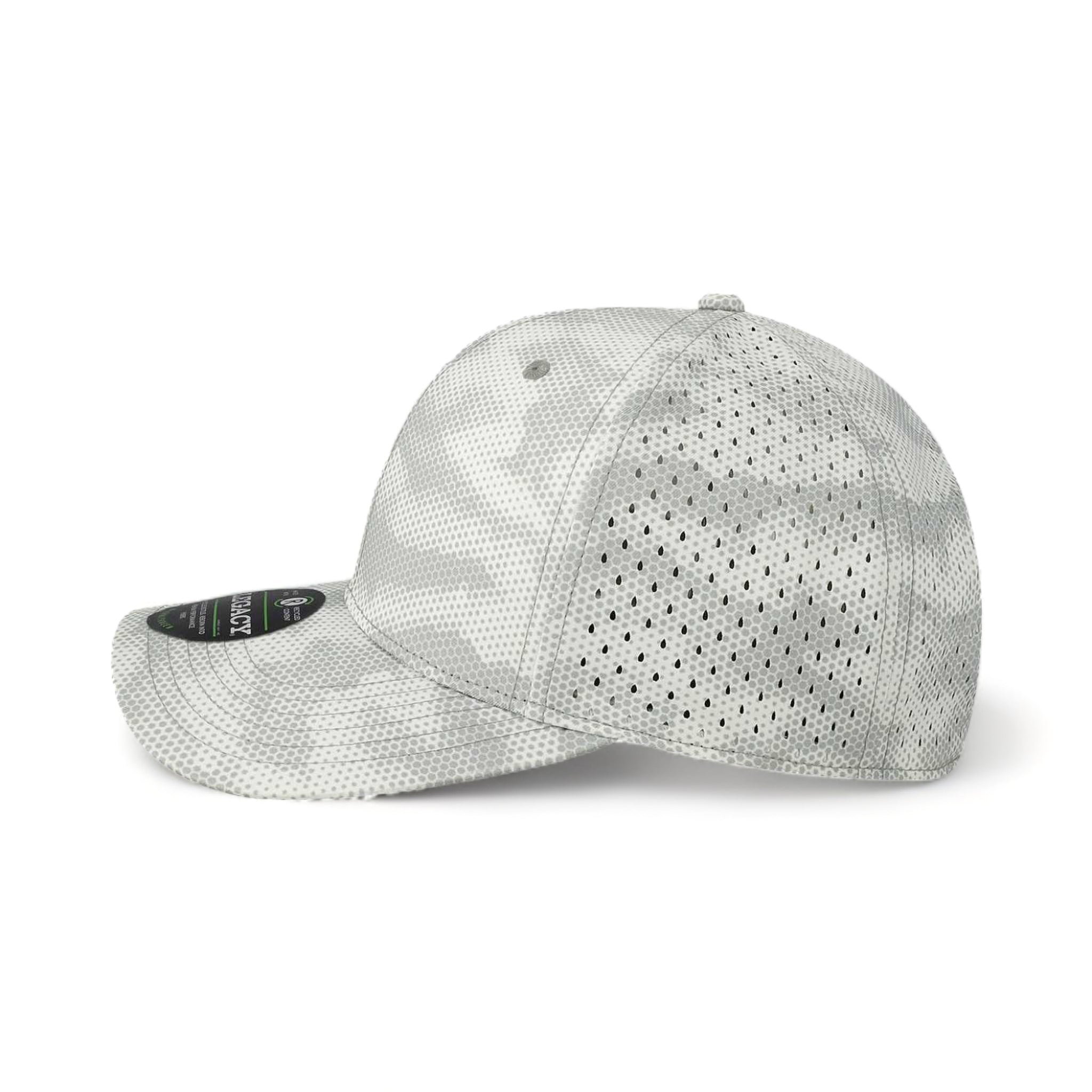 Side view of LEGACY REMPA custom hat in grey camo dots