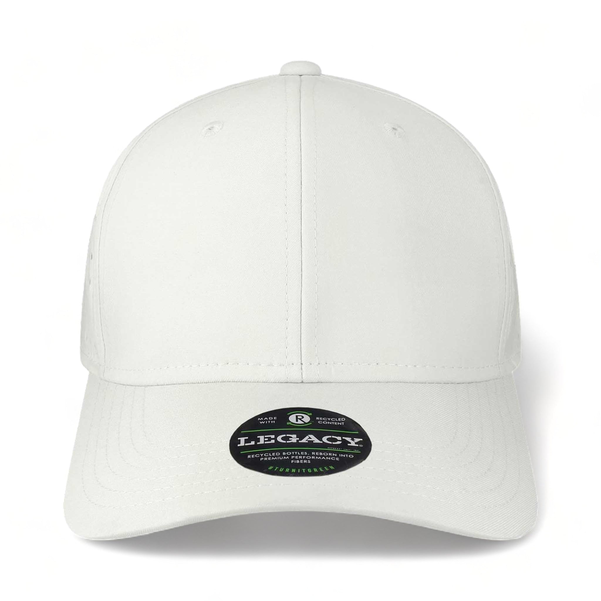 Front view of LEGACY REMPA custom hat in white