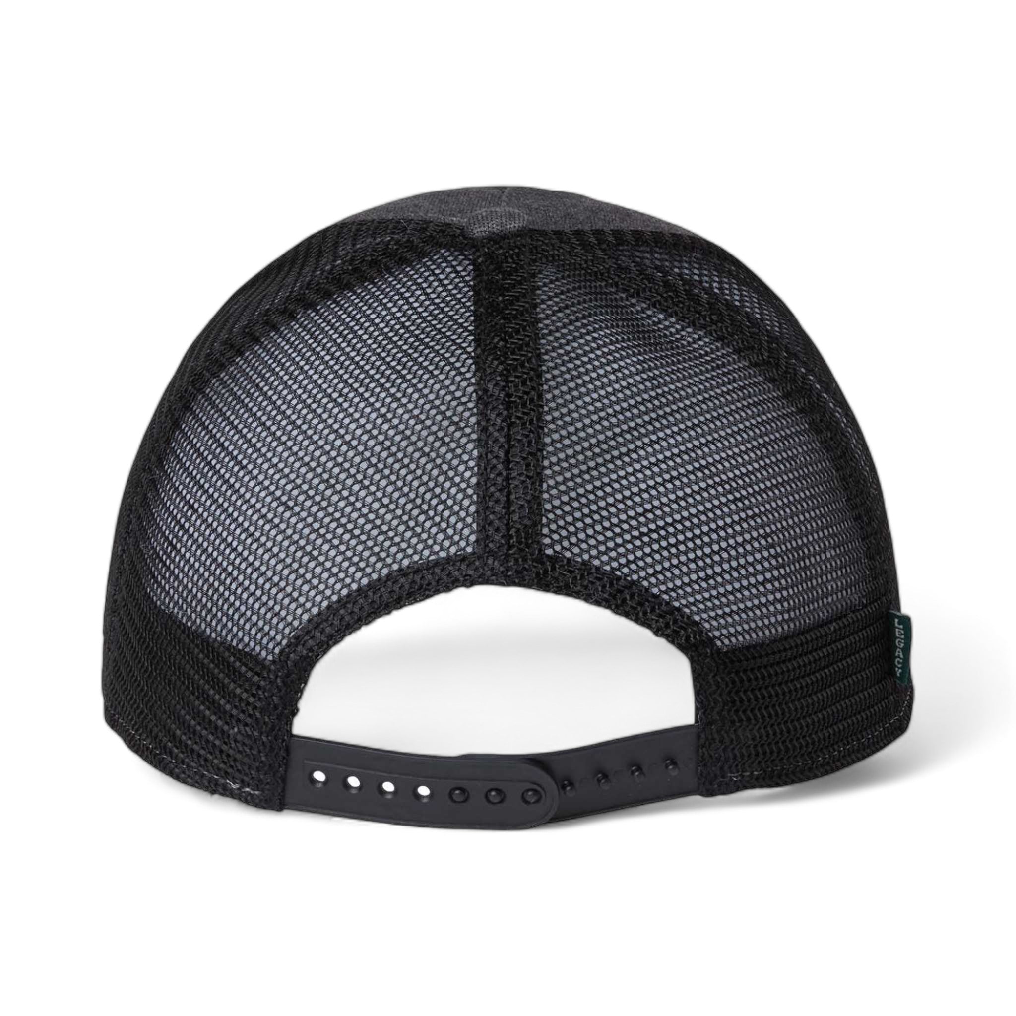 Back view of LEGACY ROADIE custom hat in black and  black