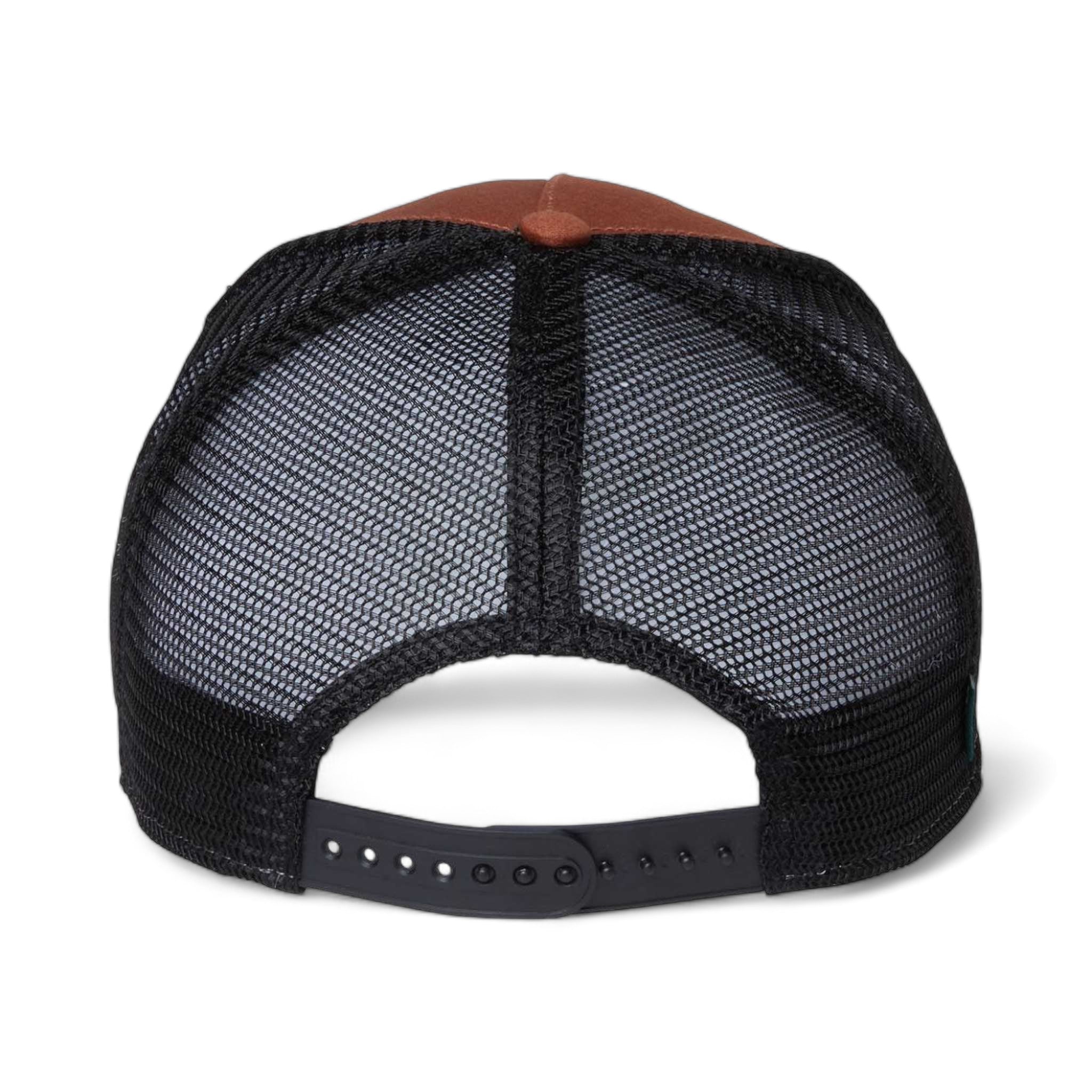 Back view of LEGACY ROADIE custom hat in copper slub and  black