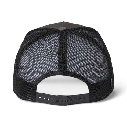 Back view of LEGACY ROADIE custom hat in charcoal slub and  black
