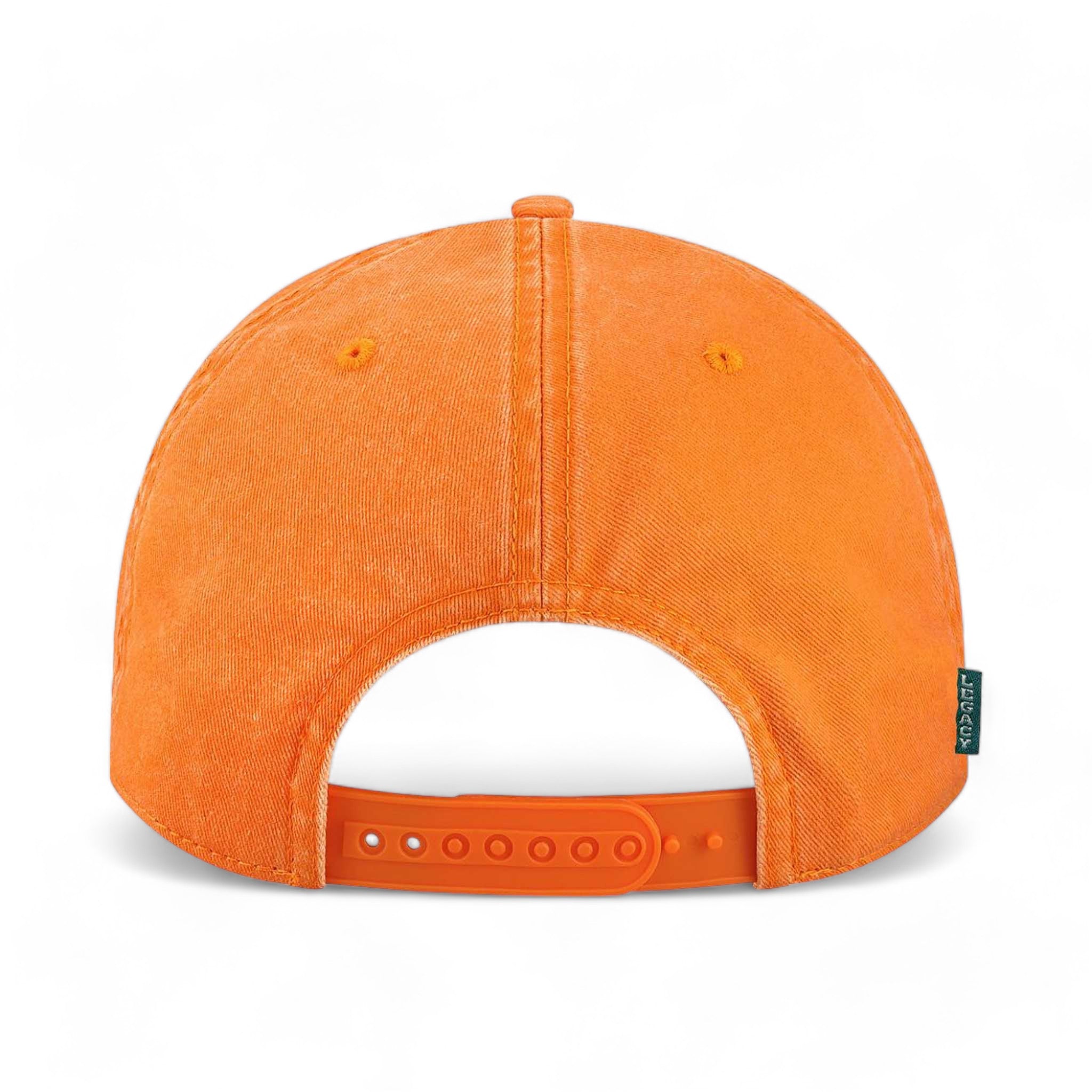Back view of LEGACY SKULLY custom hat in tangerine orange